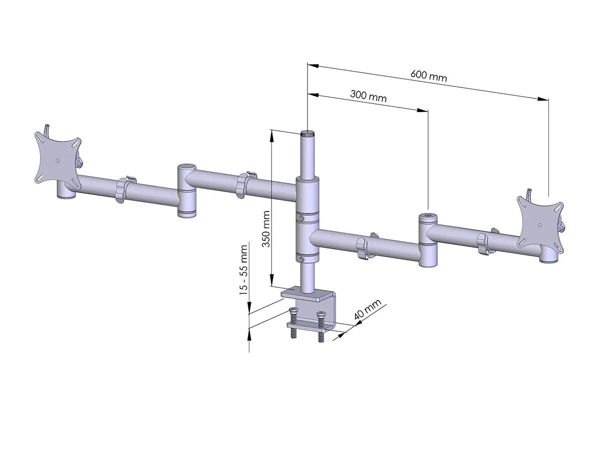 Flex-System Monitorhalterung für 2 Bildschirme mit Tisch-Klemme 2er - 25''-32''