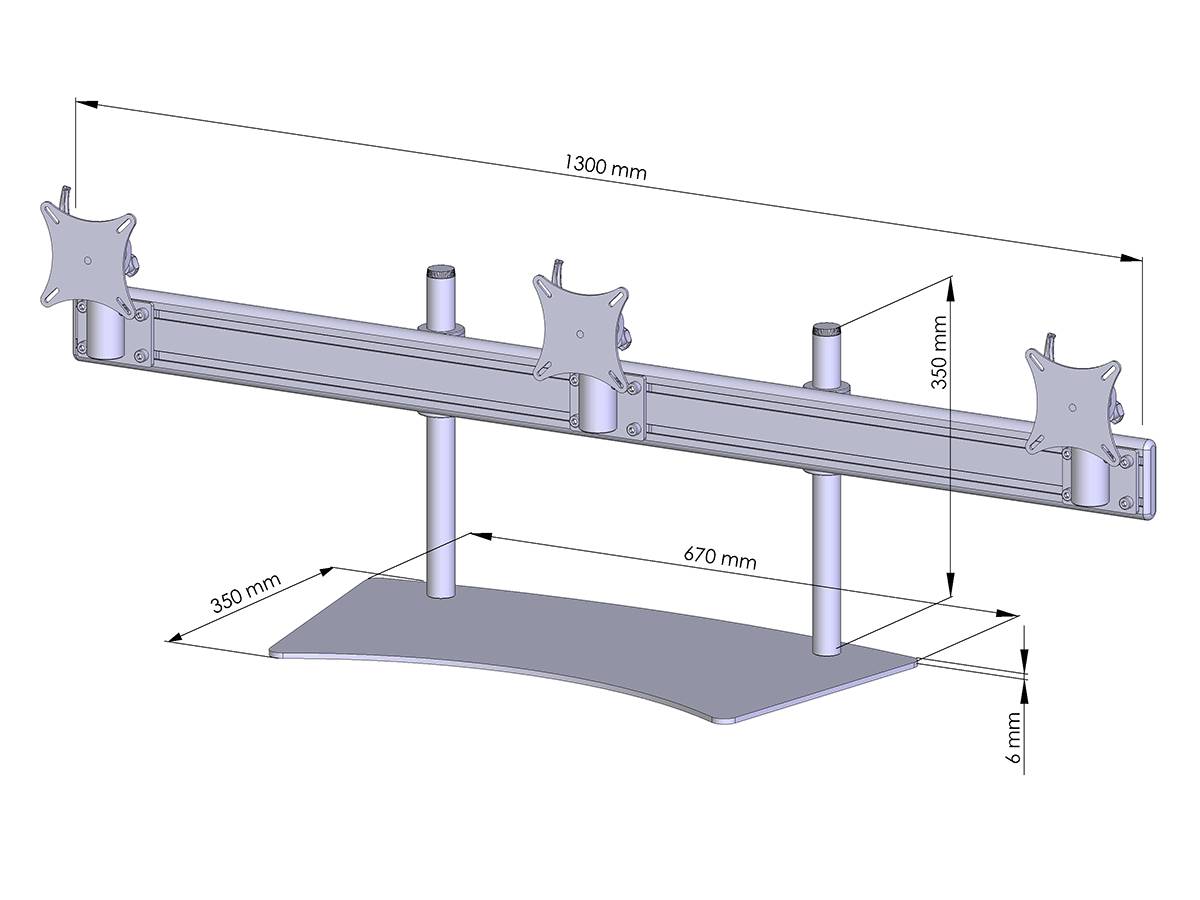 Flat-System Monitorhalter für 3 Monitore mit Tisch-Stand 3er - 20''-24''
