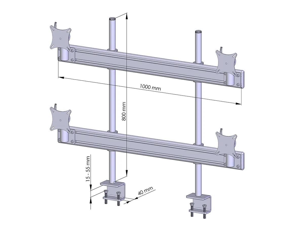 Flat-System Tisch-Klemme 2+2 - 25''-32''