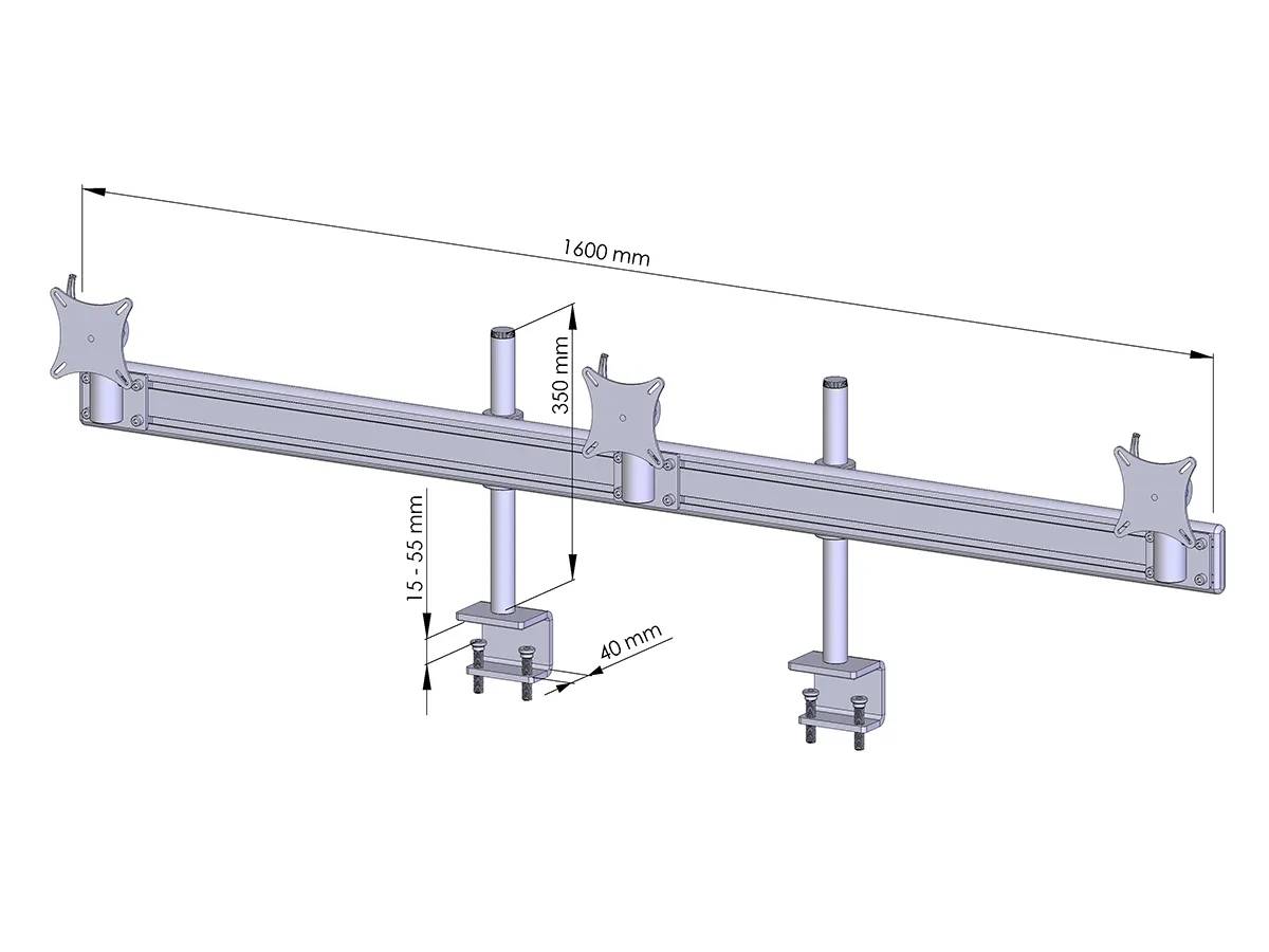 Flat-System Tisch-Klemme 3er - 25''-32''