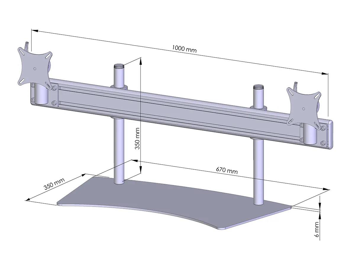 Flat-System Monitorhalter für 2 Bildschirme mit Tisch-Stand-Fuß 2er - 25''-32''