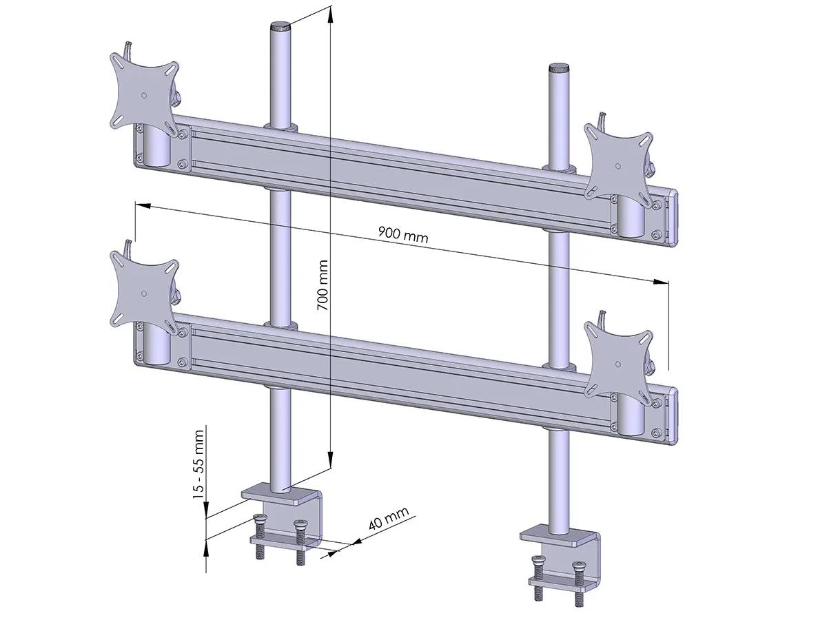 Flat-System Tisch-Klemme 2+2 - 20''-24''