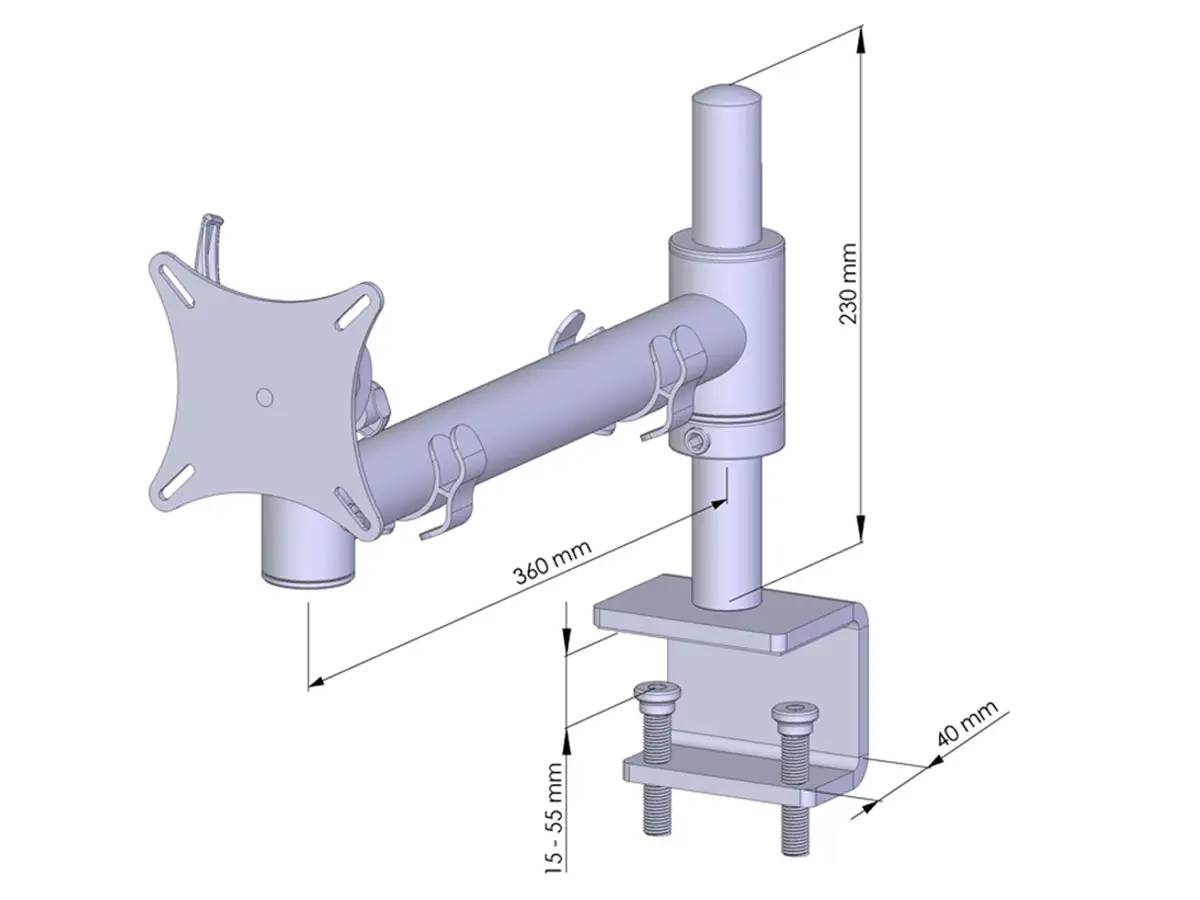 TFT-Star Monitorhalter für 1 Bildschirm mit Tisch-Klemme 17"-24"