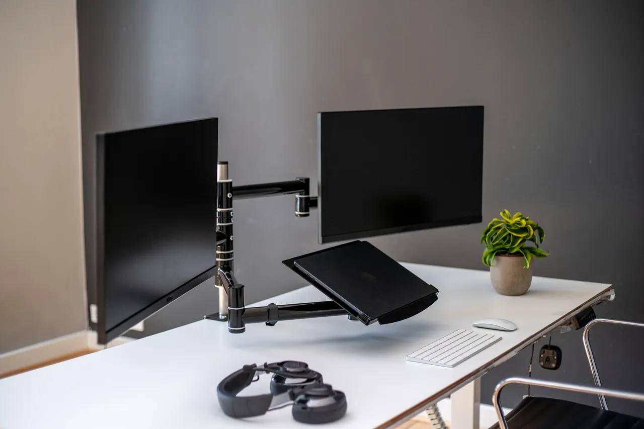 Flex-System Tisch-Klemme 2er + 1 Notebookhalter - 25''-32''