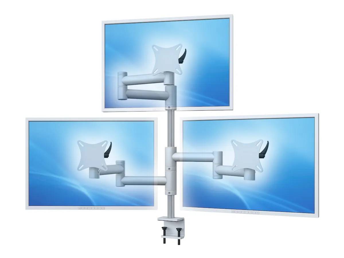 Flex-System Tisch-Klemme 3er - 25''-32'' Monitorhalterung für 3 Bildschirme bis 32 Zoll