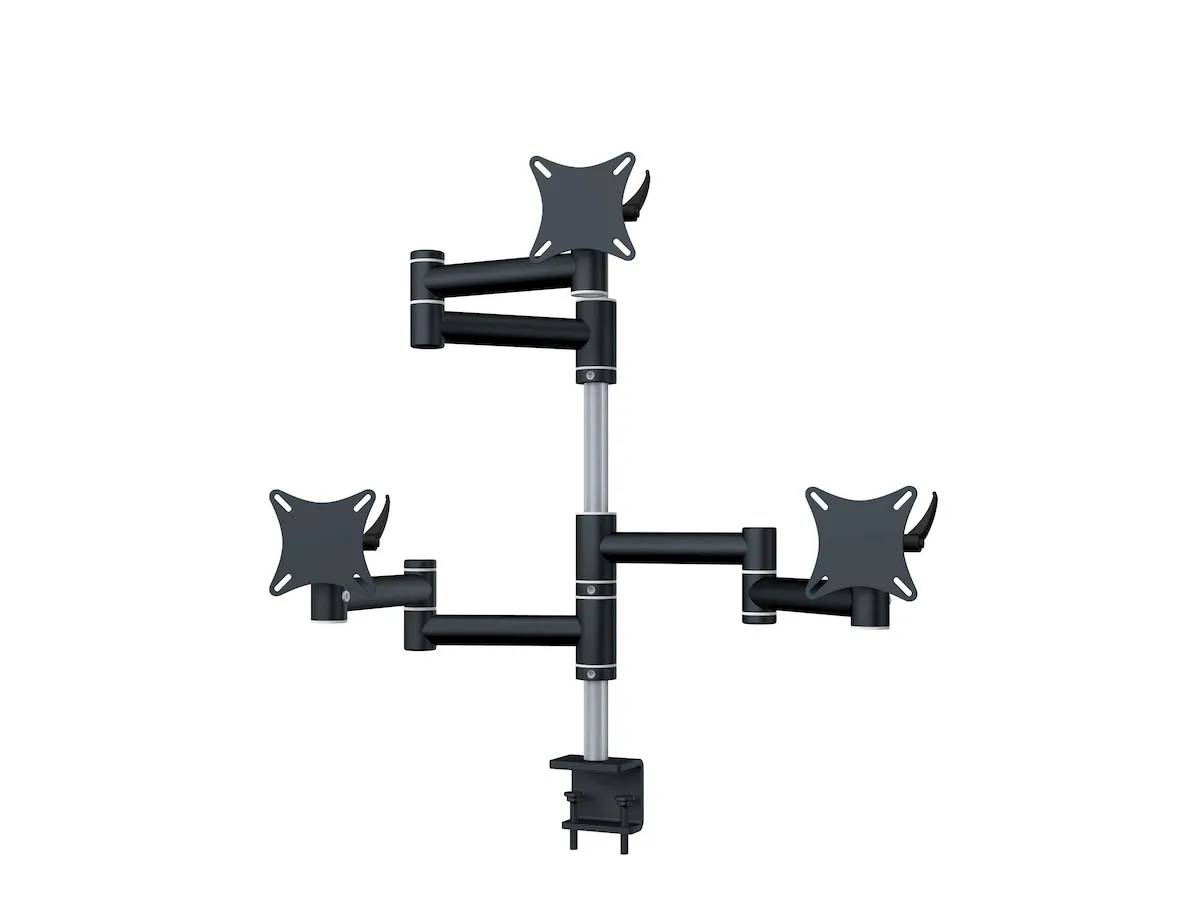 Flex-System Tisch-Klemme 3er - 25''-32'' Monitorhalterung für 3 Bildschirme bis 32 Zoll