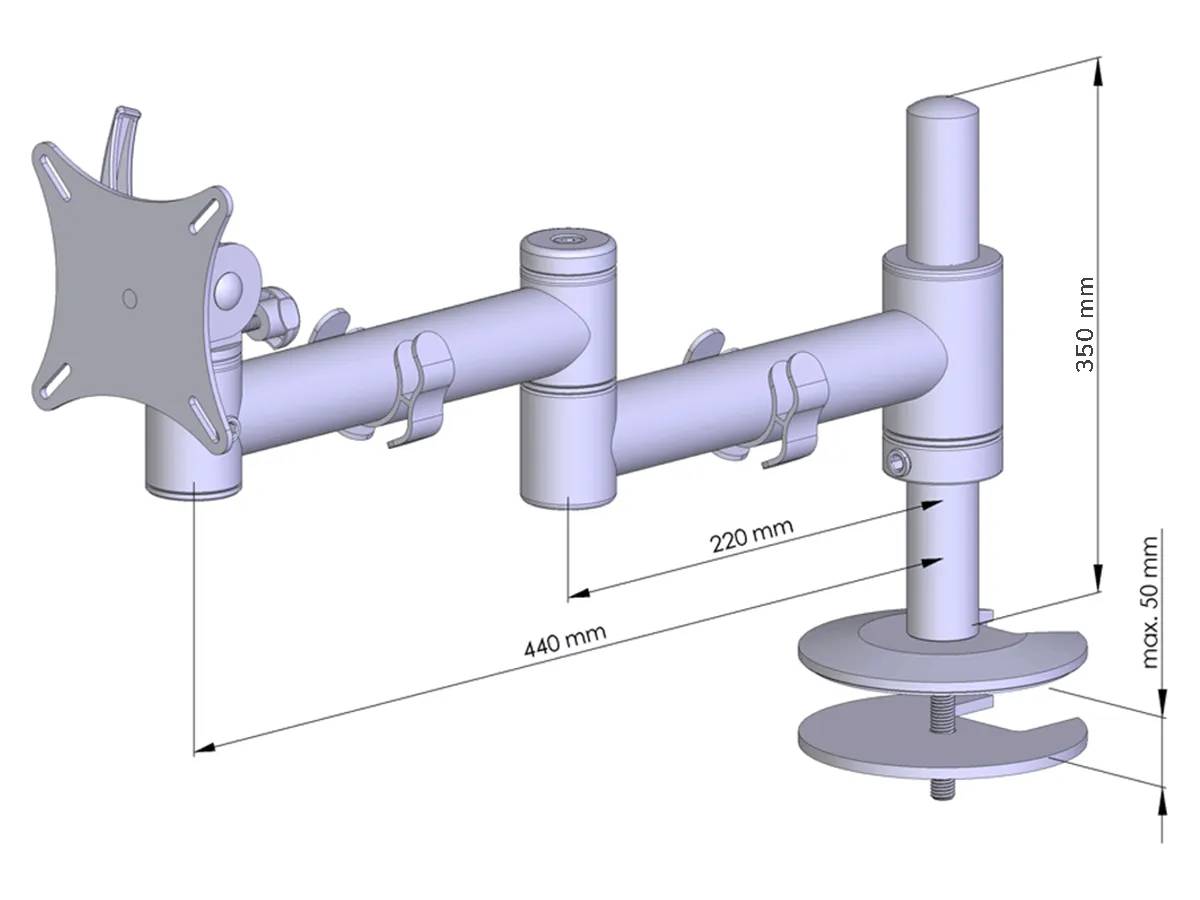 TFT-Vario Monitorhalter für 1 Bildschirm Einbauadapter mit Kabelauslass (MA) - 25"-32"
