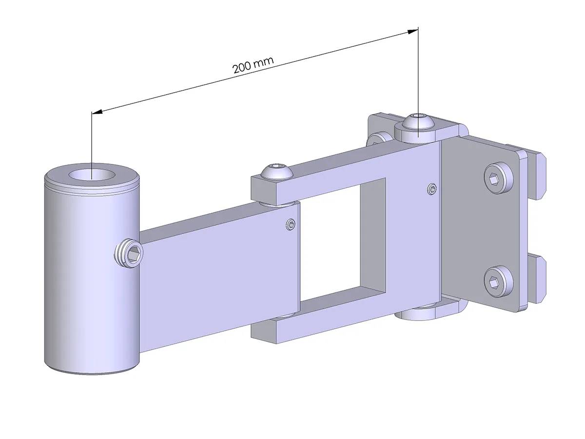 Flat-System Tisch-Klemme 3er - 25'' - 32'' mit 2 Schlitten-Scharnier Auslegern