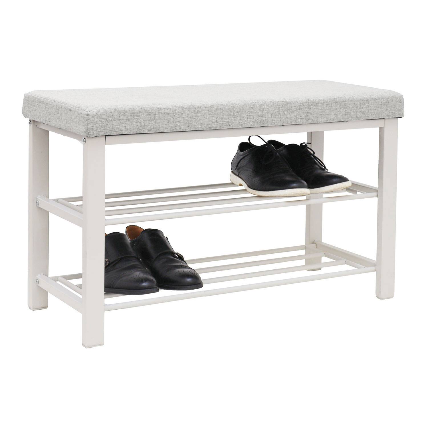 Schuhbank mit Polster - 81x32x50 Schuhregal mit Sitzfläche - Garderobenbank Flur