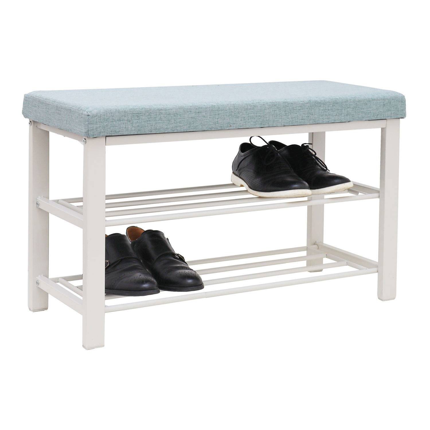 Schuhbank mit Polster - 81x32x50 Schuhregal mit Sitzfläche - Garderobenbank Flur