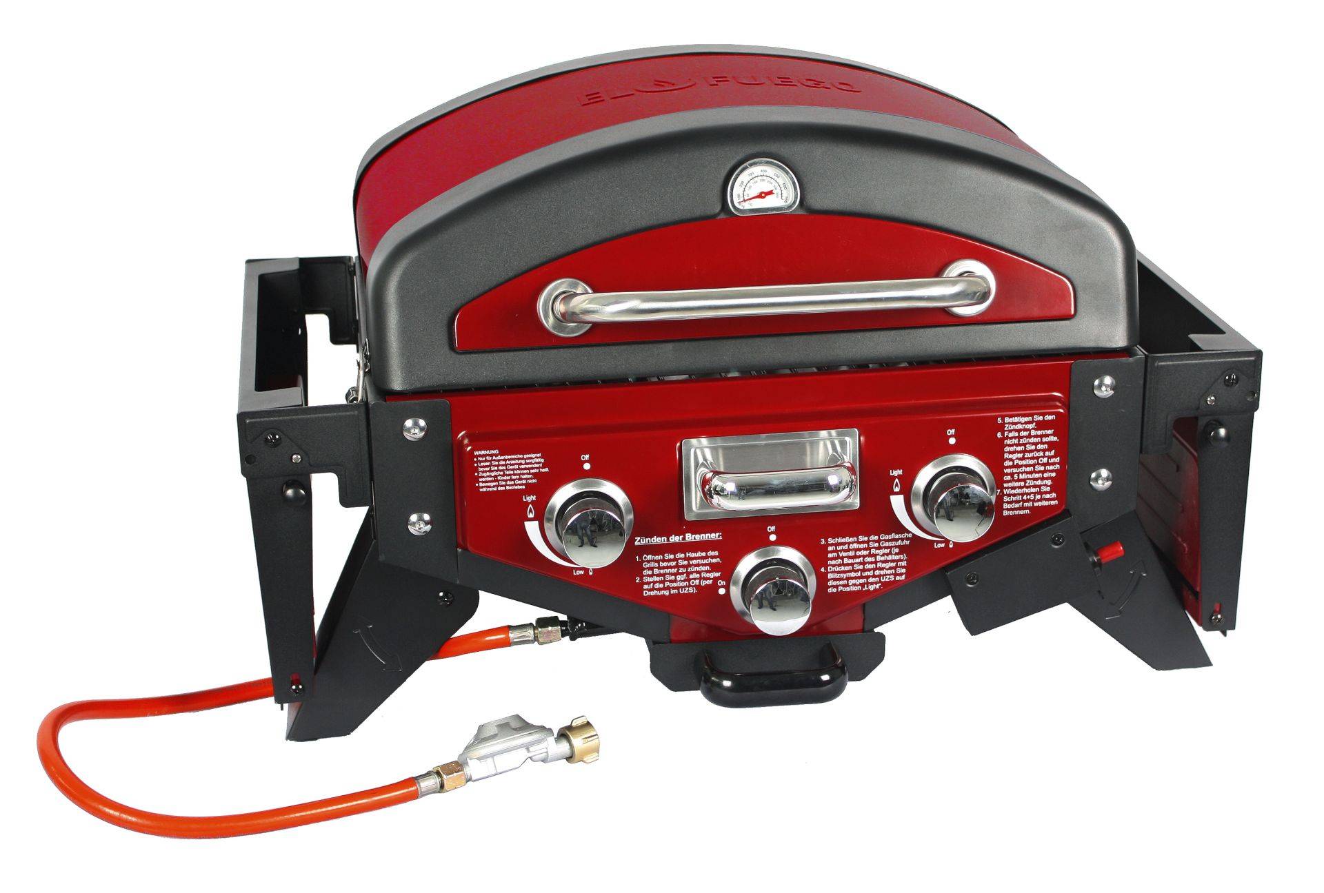 El Fuego Gasgrill Medison rot 2+1 AY5262 Tischgrill