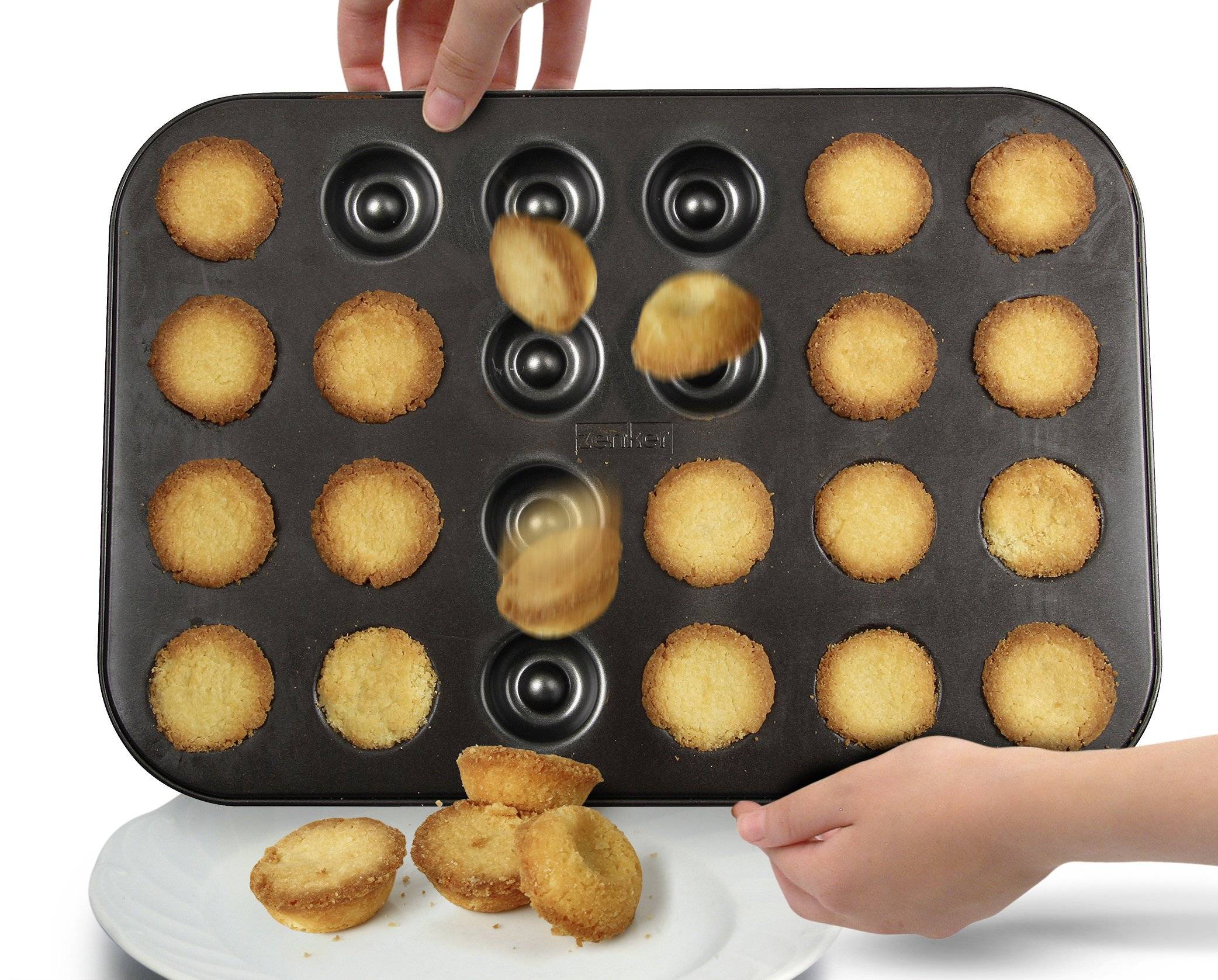 Zenker Husarenkrapfen-/ Engelsaugenblech Sparkling Christmas, Ofenblech mit Teflon Antihaftbeschichtung für kinderleichtes Backen, hochwertige Form