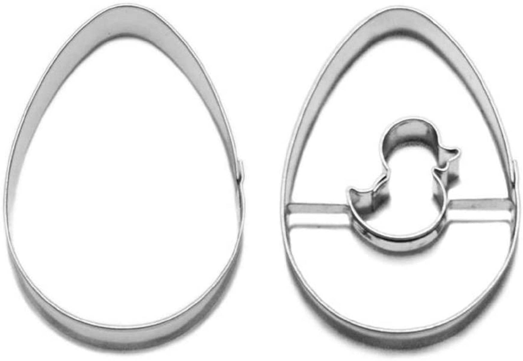Neustanlo® Ausstecher Linzer Ei, zweiteilig, ca. 5.5 cm, Edelstahl (Set Ei und Küken)