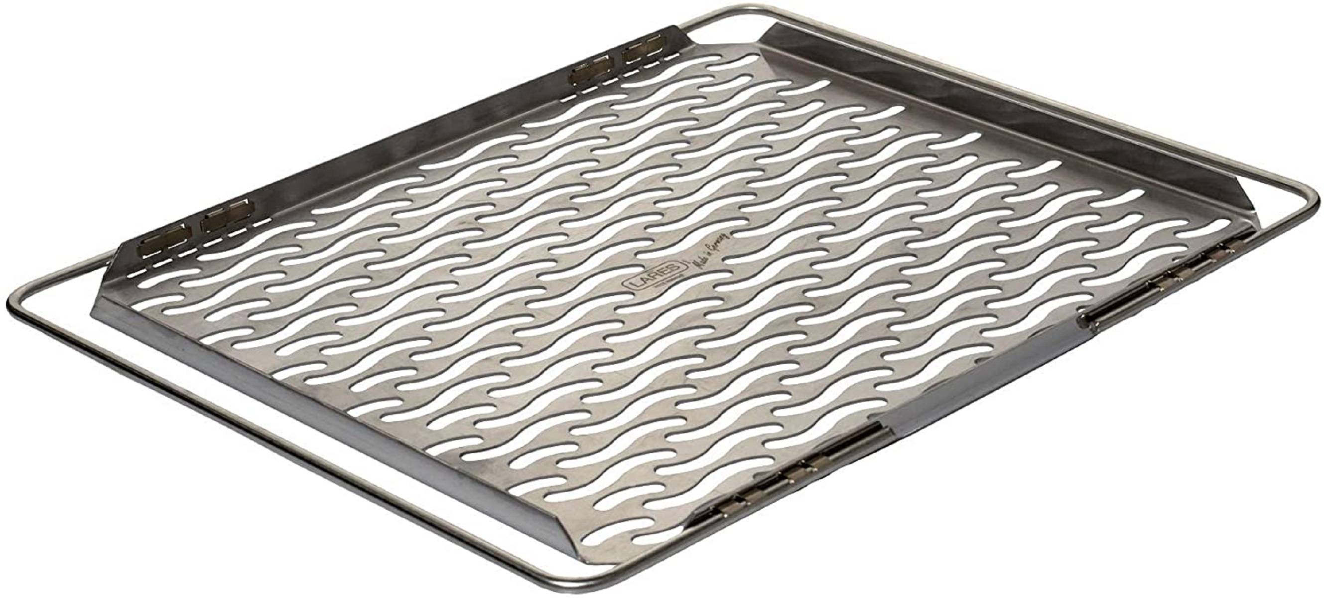 Lares - Edelstahl-Backblech mit ausziehbaren Bügeln - mit Lochung in Wellenform - Maße der Backfläche: 32 x 47cm - Made in Germany