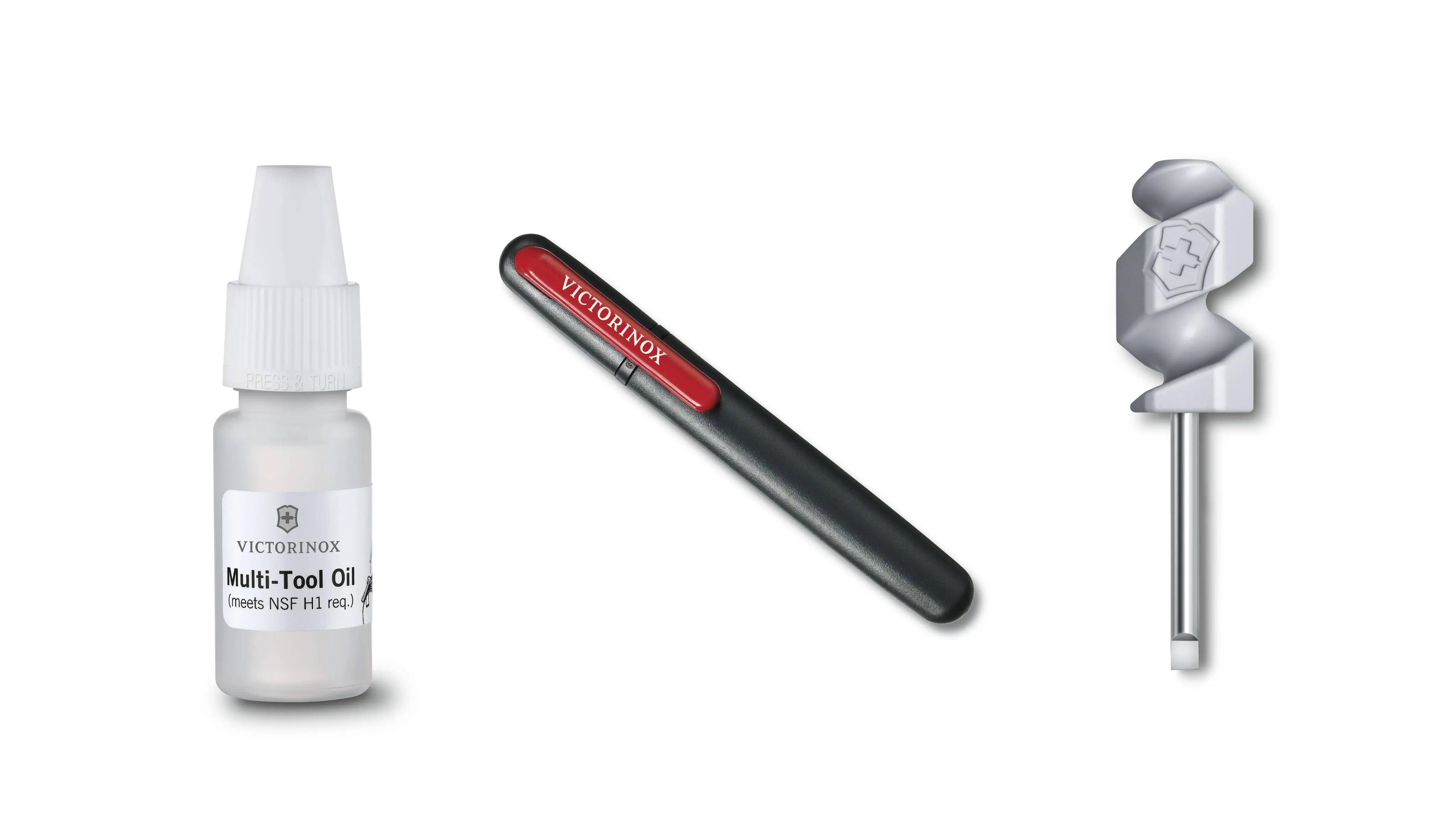 Victorinox | Wartungs-Kit 3-teilig | für Taschenmesser und Küchenmesser | inkl. Pflegeöl und Schleifstein | optimal zur Messerpflege