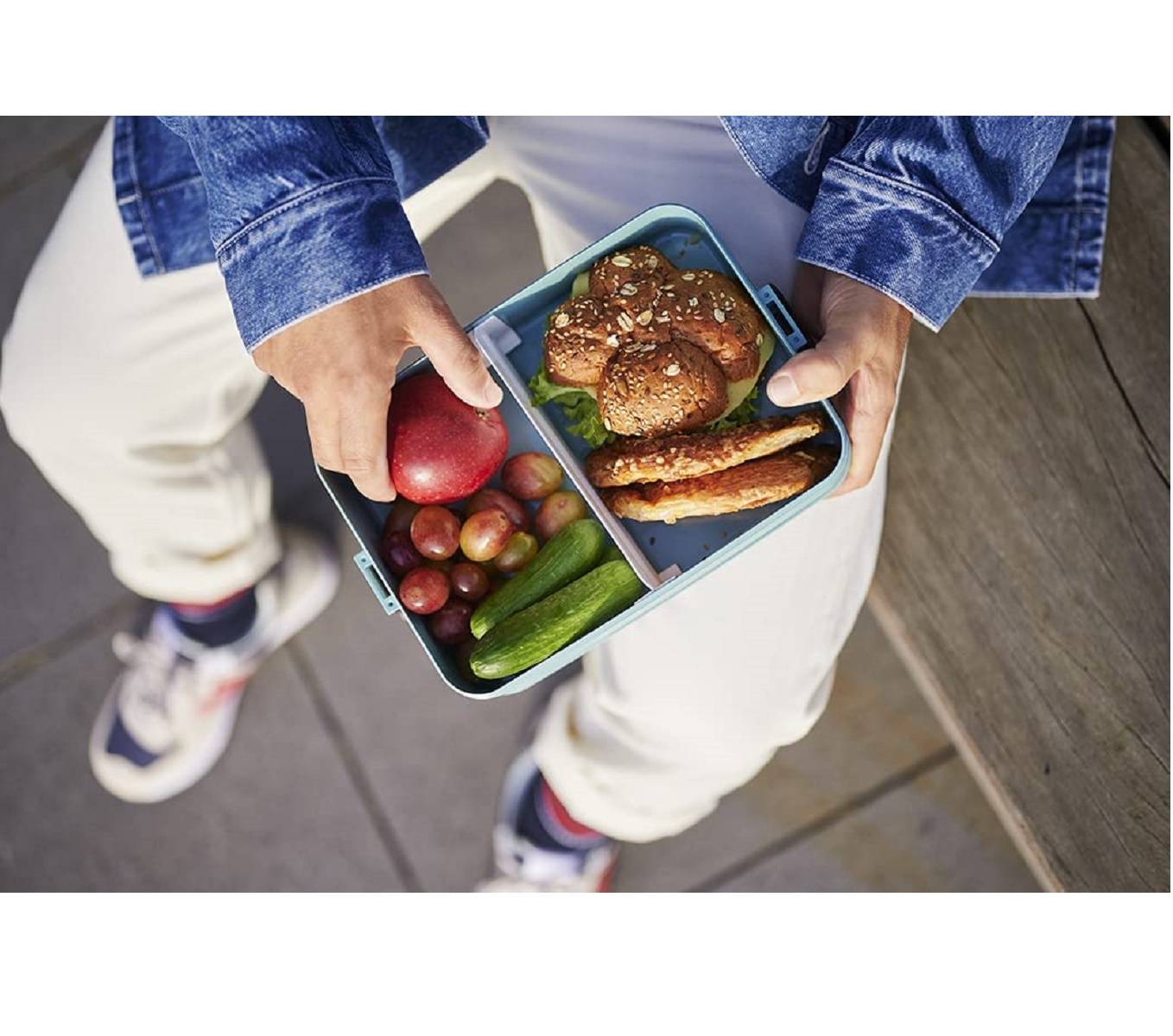 Mepal Take a Break Large – Old Nordic Blue – 1500 ml Inhalt – Lunchbox mit Trennwand – ideal für Mealprep – spülmaschinenfest, Polypropyle