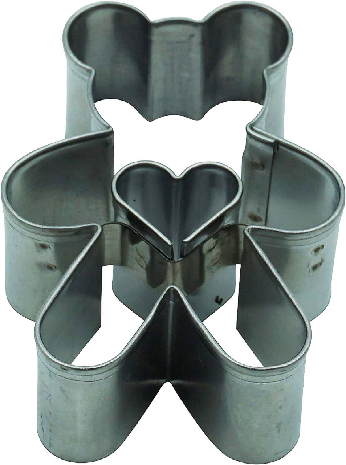 Keksausstecher Bär, Teddybär mit Herz 5,2 cm Weißblech r4