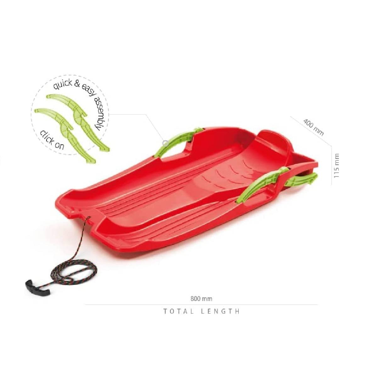 Neustanlo | Rodel Bob Schlitten Hornet | mit Zugseil und Griff | dynamisches Design | ideal für winterlichen Spaß