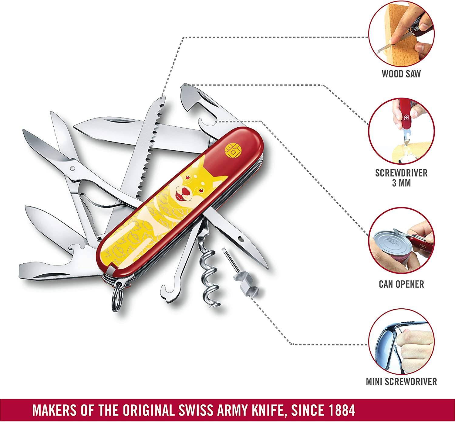 Victorinox Unisex Erwachsene Huntsman, 91 mm, Jahr of the Dog 2018 Taschenmesser, Keine Angabe, One Size