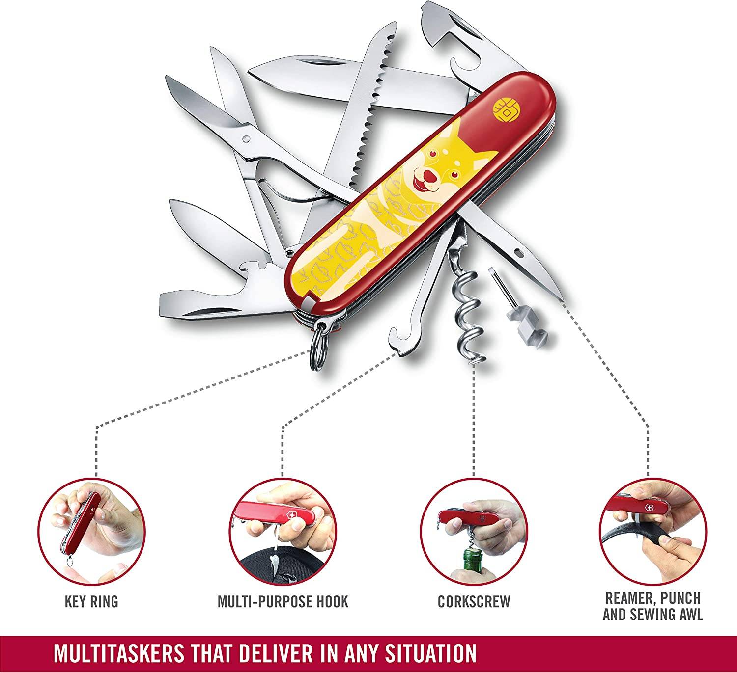 Victorinox Unisex Erwachsene Huntsman, 91 mm, Jahr of the Dog 2018 Taschenmesser, Keine Angabe, One Size