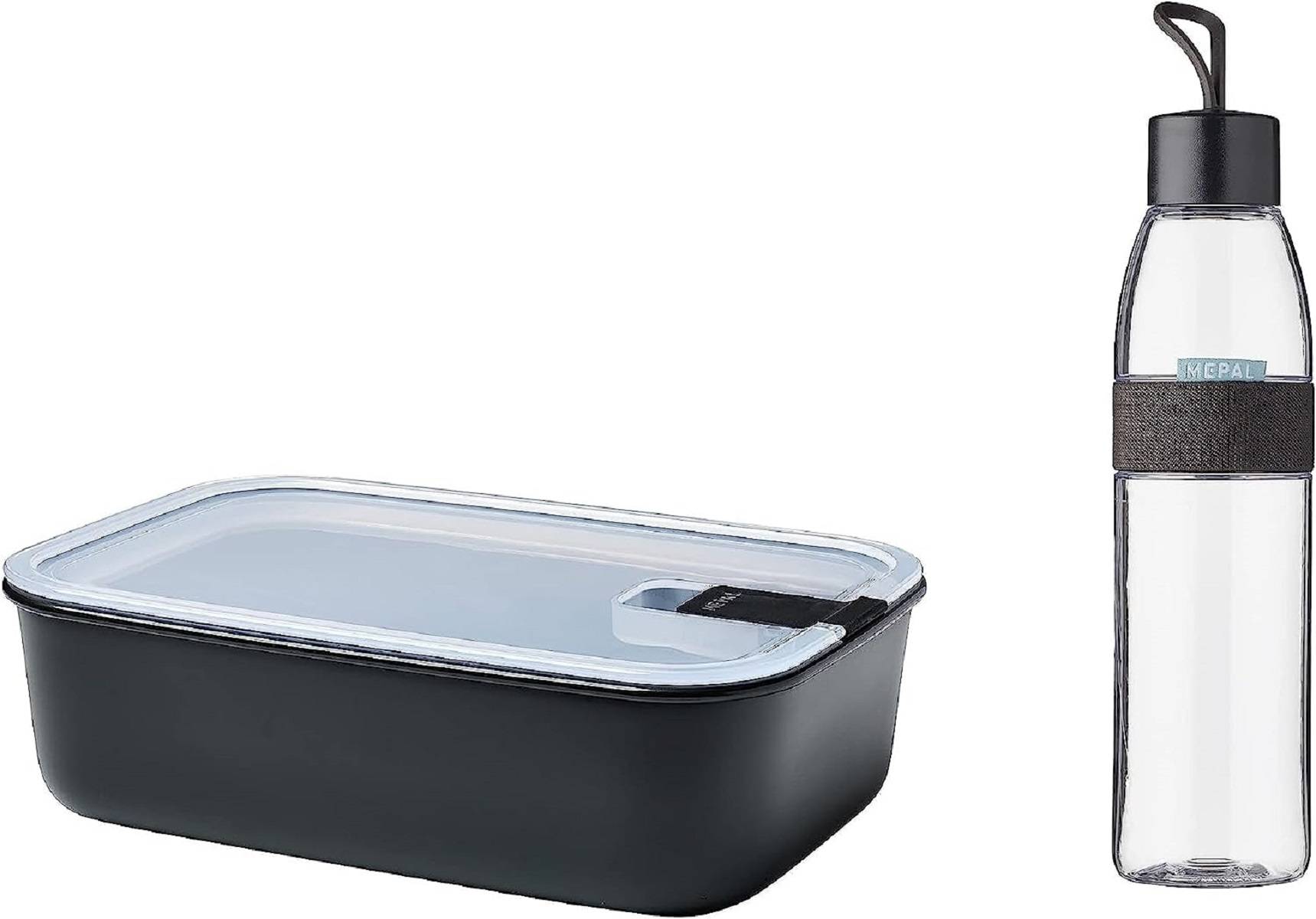 Mepal - Easy to go Set - Frischhaltedose EasyClip 1500 ml + Trinkflasche Ellipse 700 ml - Nordic Black - bruchfestes Material - auslaufsicher