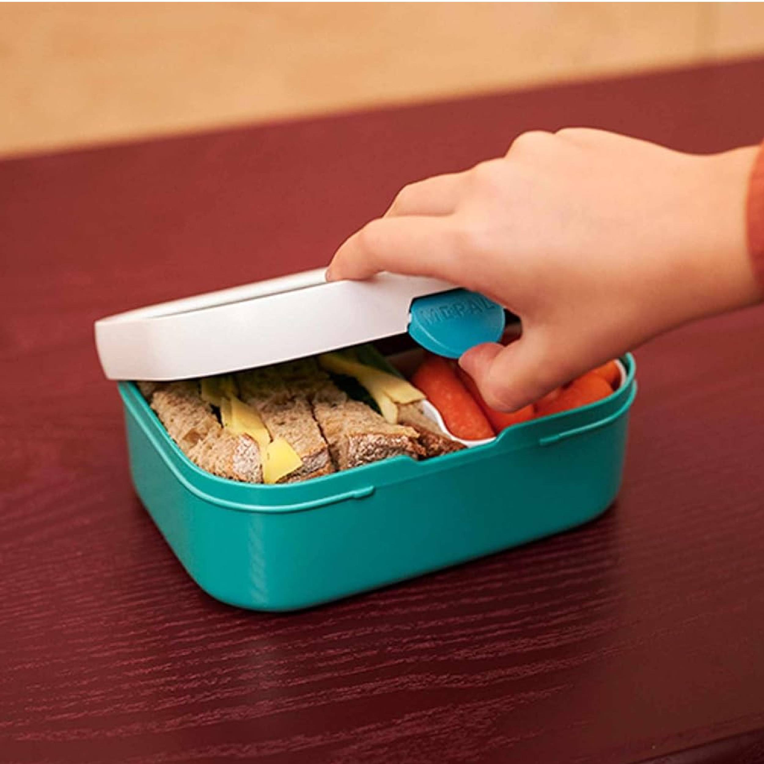 Mepal Lunchset Campus Flip-up Trinkflasche Wasserflasche für Kinder mit Strohhalm Bento-Brotdose mit Einsatz & Mini-Gabel kohlensäuregeeignet auslau