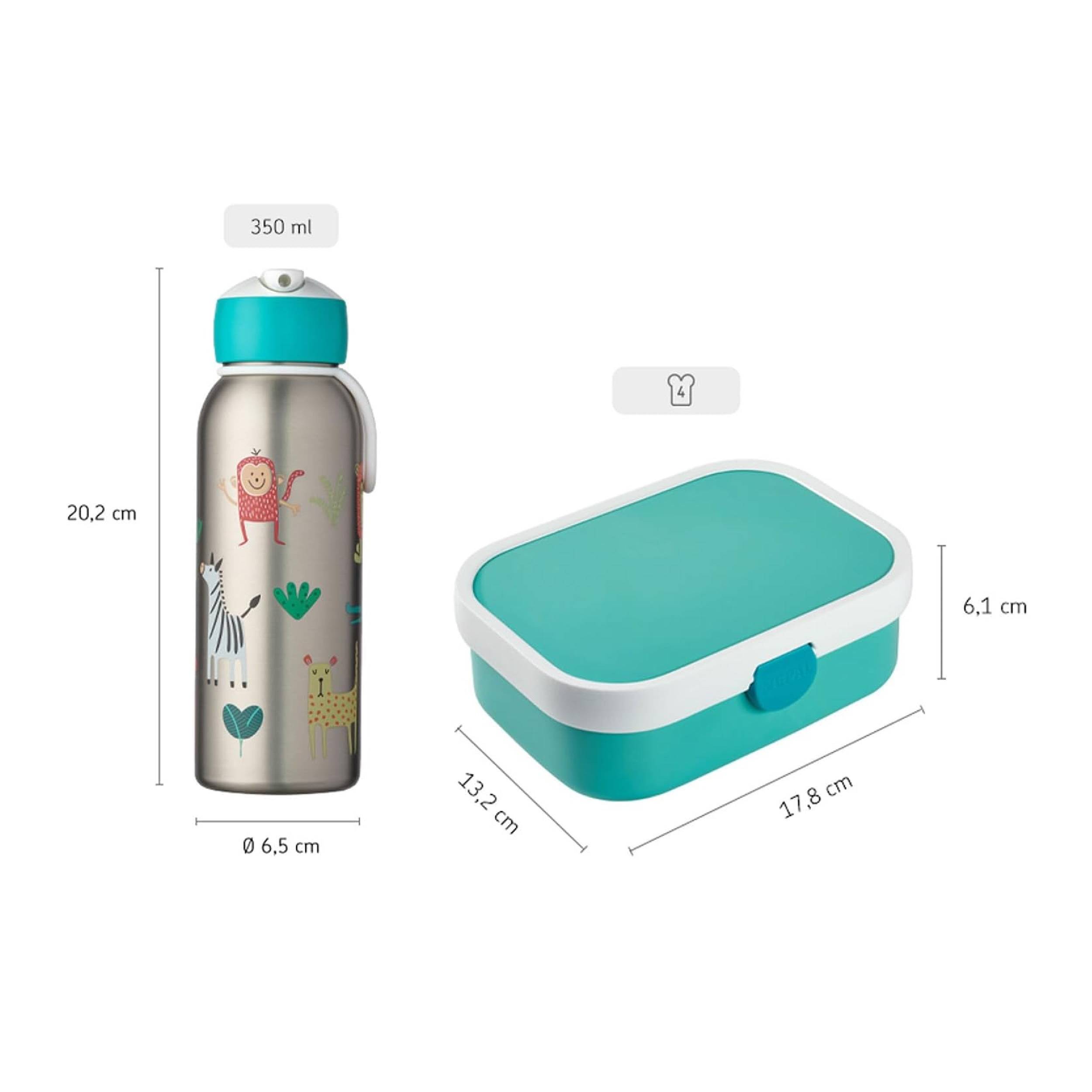 Mepal - Thermo-Lunchset Flip-Up Campus - Isolierte Edelstahl Trinkflasche für Kinder - 9 Stunden heiß & 12 Stunden kalt - Bento-Brotdose mit Einsatz