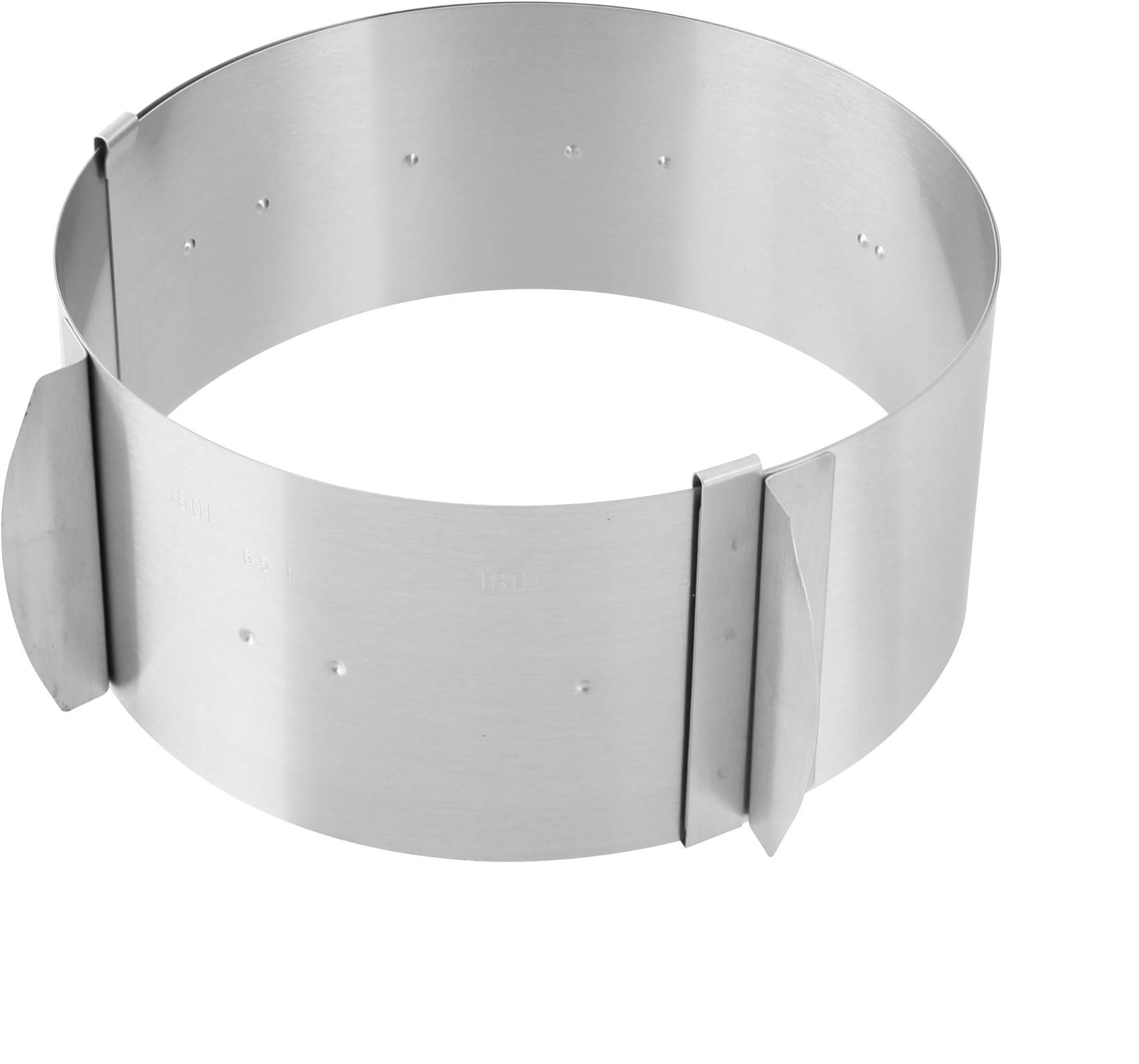Zenker Tortenring PATISSERIE, flexibler Profi-Torten-Ring von Ø 16 - Ø 30 cm, mit 2 Zieh-Griffen, verstellbarer Ring für perfekte Schicht-Torten (F