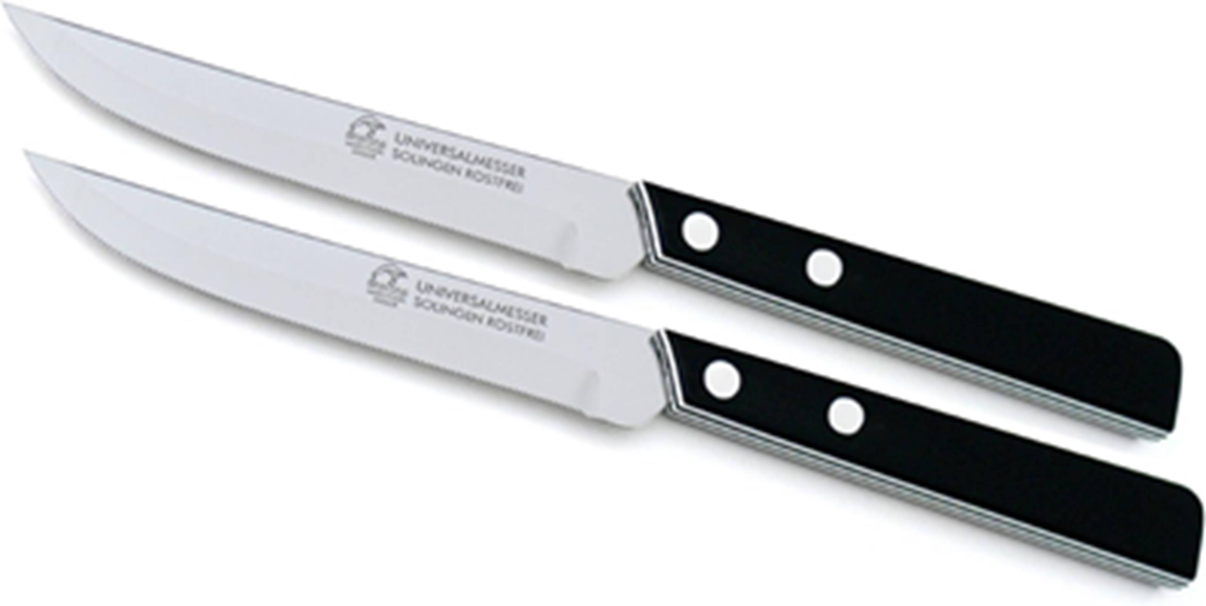 Marsvogel - Duo Pack Gemüsemesser Set - gerade Klinge mit doppelten Hohlschliff und Feinzahnung - Griffe schwarz weiß geschichtet - Made in Solingen