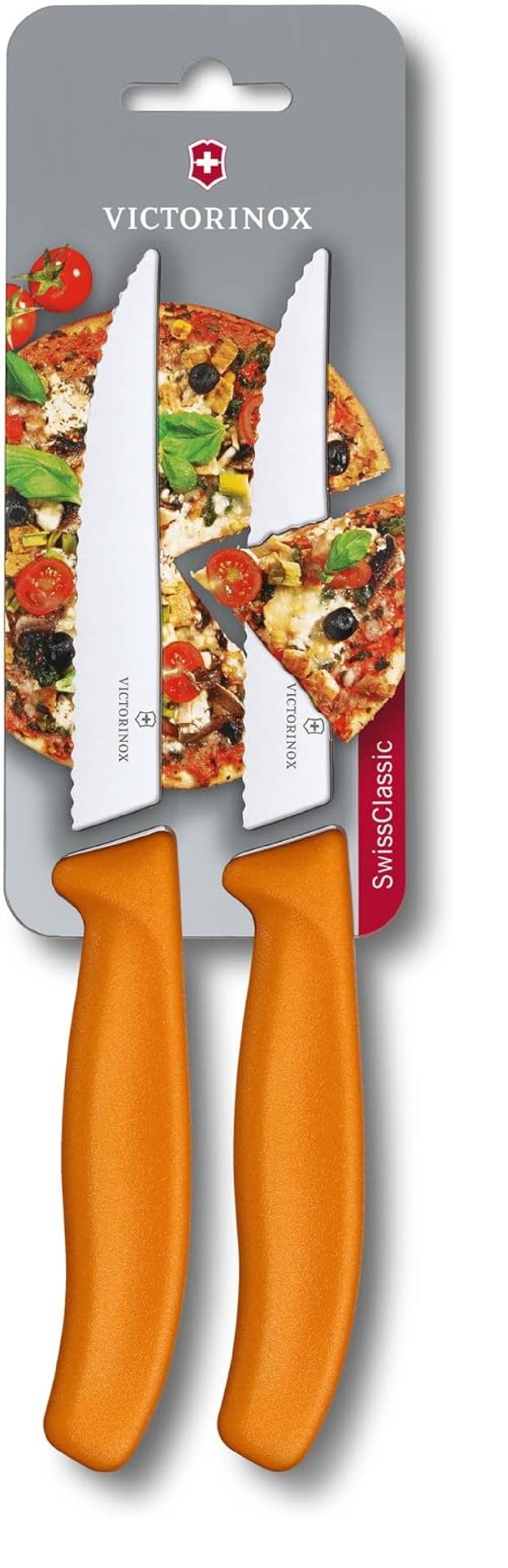 Victorinox, Swiss Classic, Profi Steak- und Pizzamesser, Extra Scharfe Klinge, Wellenschliff, 12 cm, Robuster Kunststoffgriff, Rostfreier Stahl