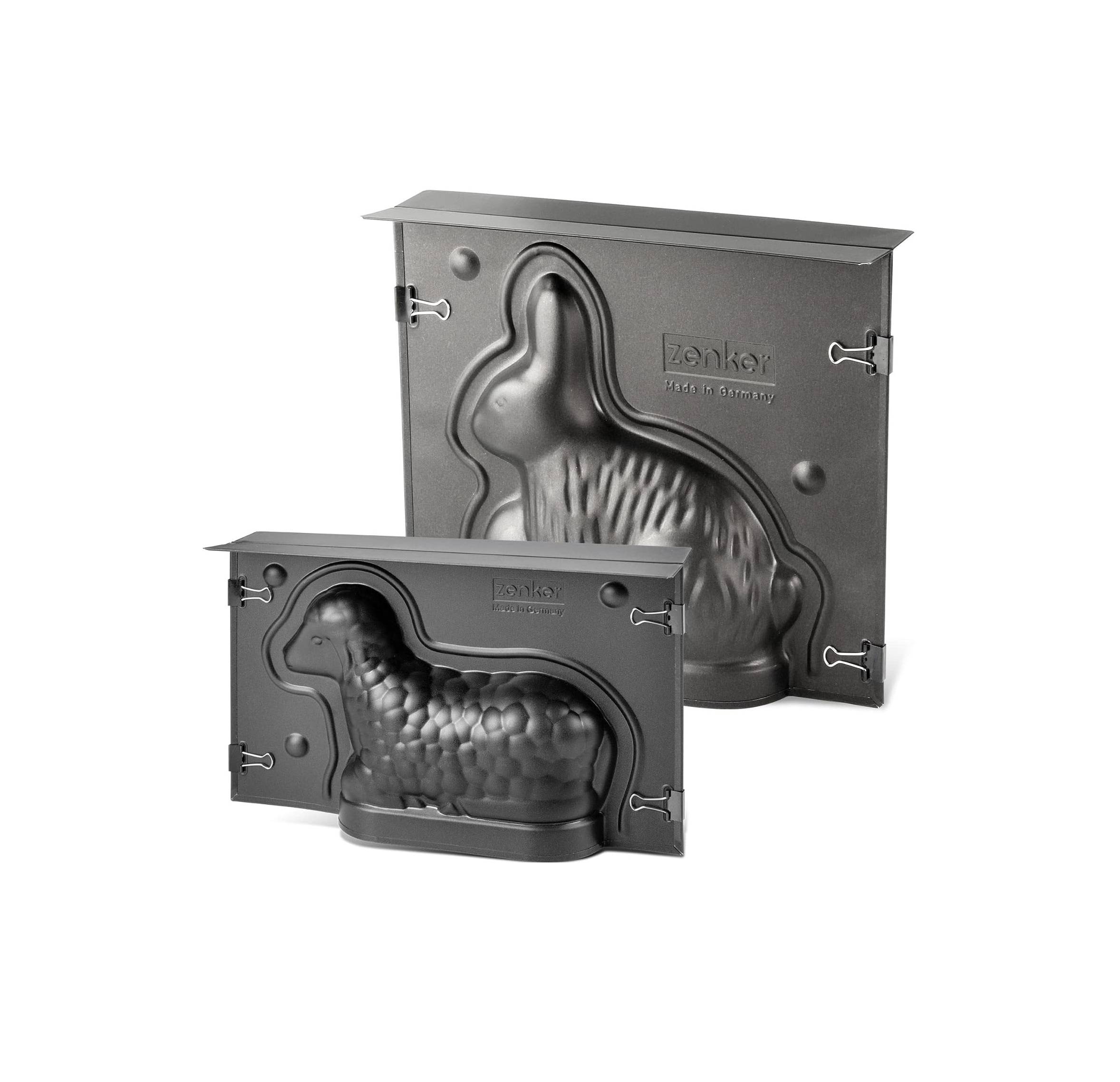 Zenker Osterbackformen Mini-Osterlamm und Hase Backformen 700 & 600 ml Füllvolumen 3D Kuchenformen mit Häschen und Lämmchen als Motiv zum Backen