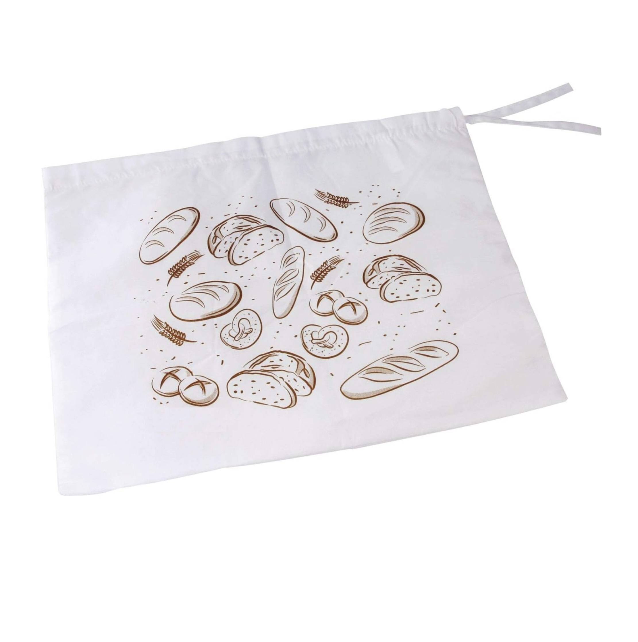 Fackelmann Brotbeutel, Brotsack zum Frischhalten, Brottasche für den Einkauf beim Bäcker (Farbe: Weiß/Braun), Menge: 1 Stück, 43 x 34 x 0,3 cm