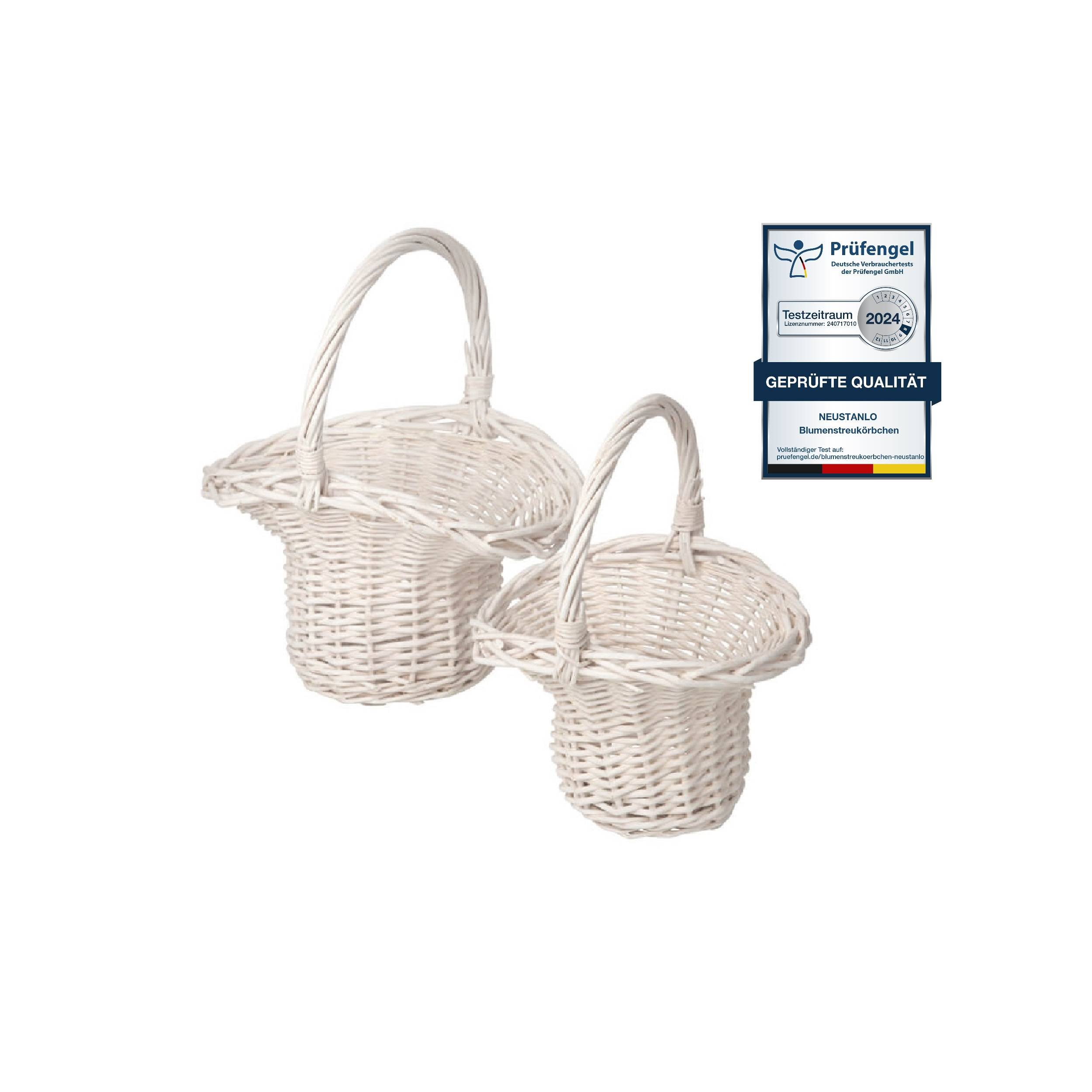 Neustanlo | Blumenstreukörbchen Set weiß lackiert | Höhe: ca. 11/24 cm & ca. 12/28 cm | Größe: ca. 20 x 16 cm & ca. 23 x 19 cm | Blumenkinderkorb