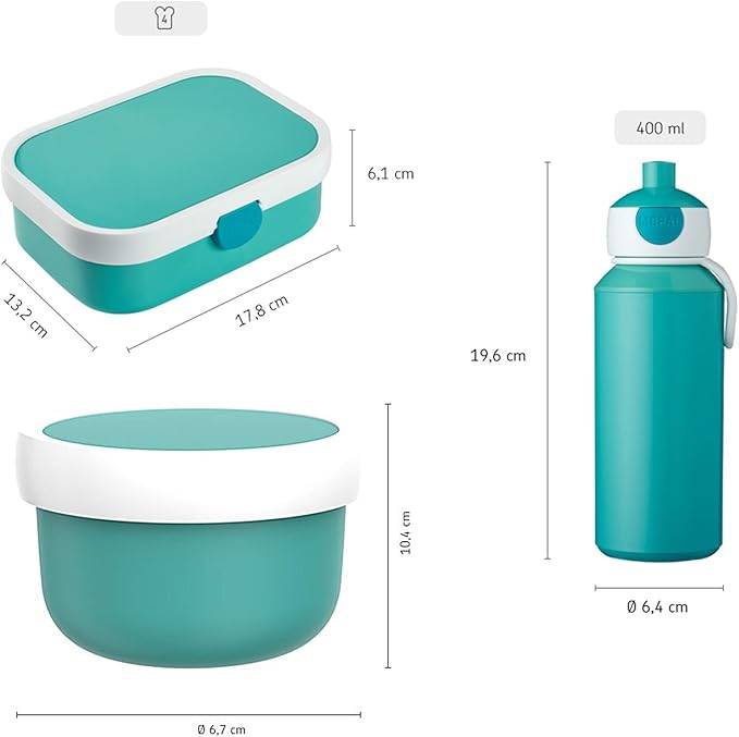 Mepal | Lunchset Campus Flowers & Butterflies | praktischer Begleiter für Schule & Freizeit | inkl. Brotdose & Trinkflasche | kinderleicht zu