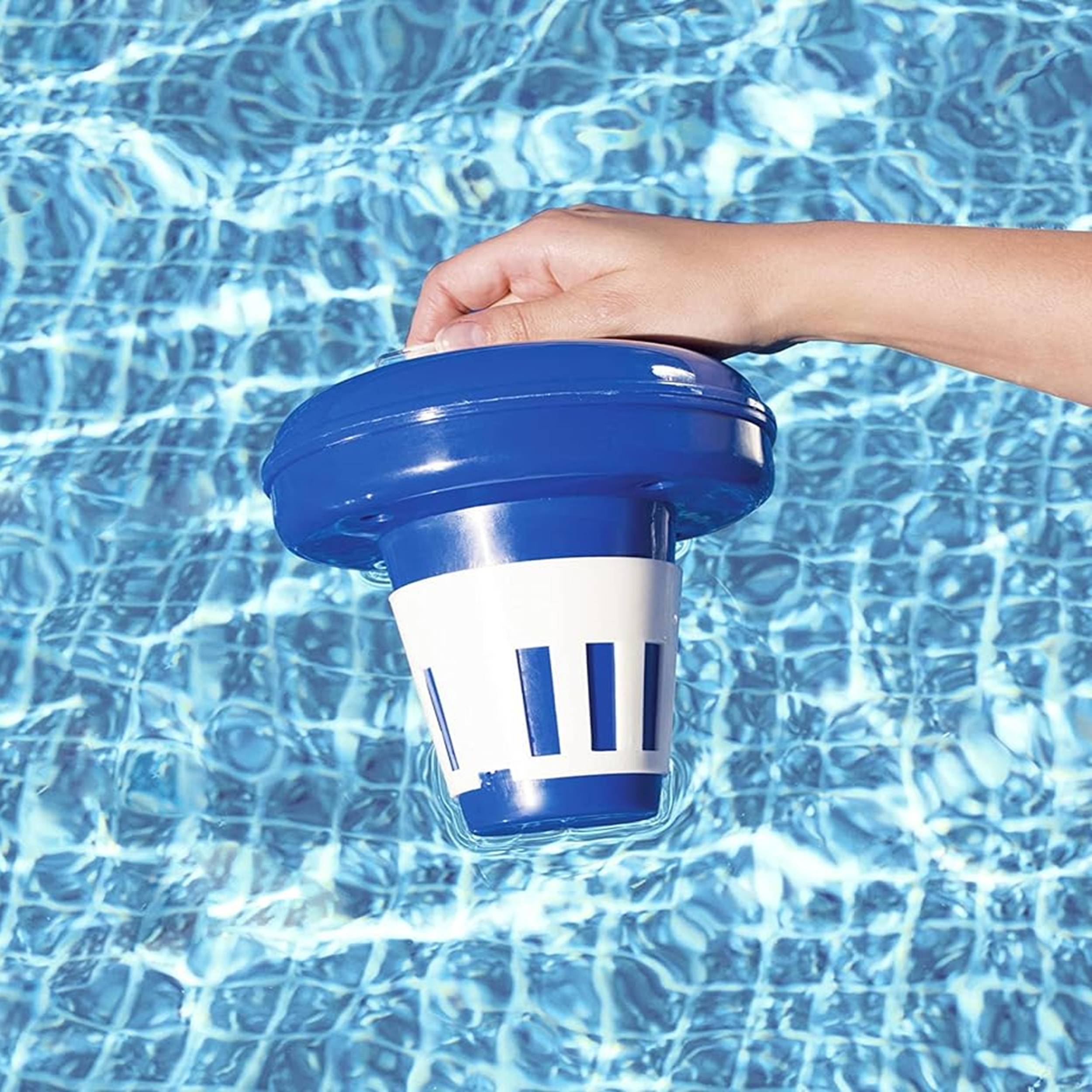 Bestway | Flowclear Dosierschwimmer Blau Weiß | 16,5 cm Ø | Poolwasser sauber und kristallklar