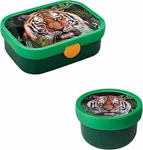 Mepal | Kinder Obst- und Bento Box | Campus meets Fruits | Spülmaschinenfest & BPA-frei | 300 & 750 ml | Mit Fächern, Gabel & Clip-Verschluss | Perf