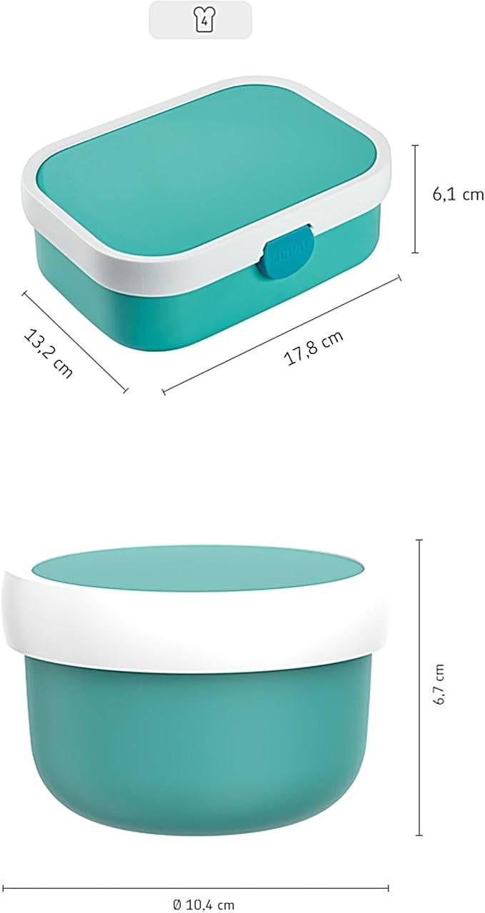 Mepal | Kinder Obst- und Bento Box | Campus meets Fruits | Spülmaschinenfest & BPA-frei | 300 & 750 ml | Mit Fächern, Gabel & Clip-Verschluss | Perf