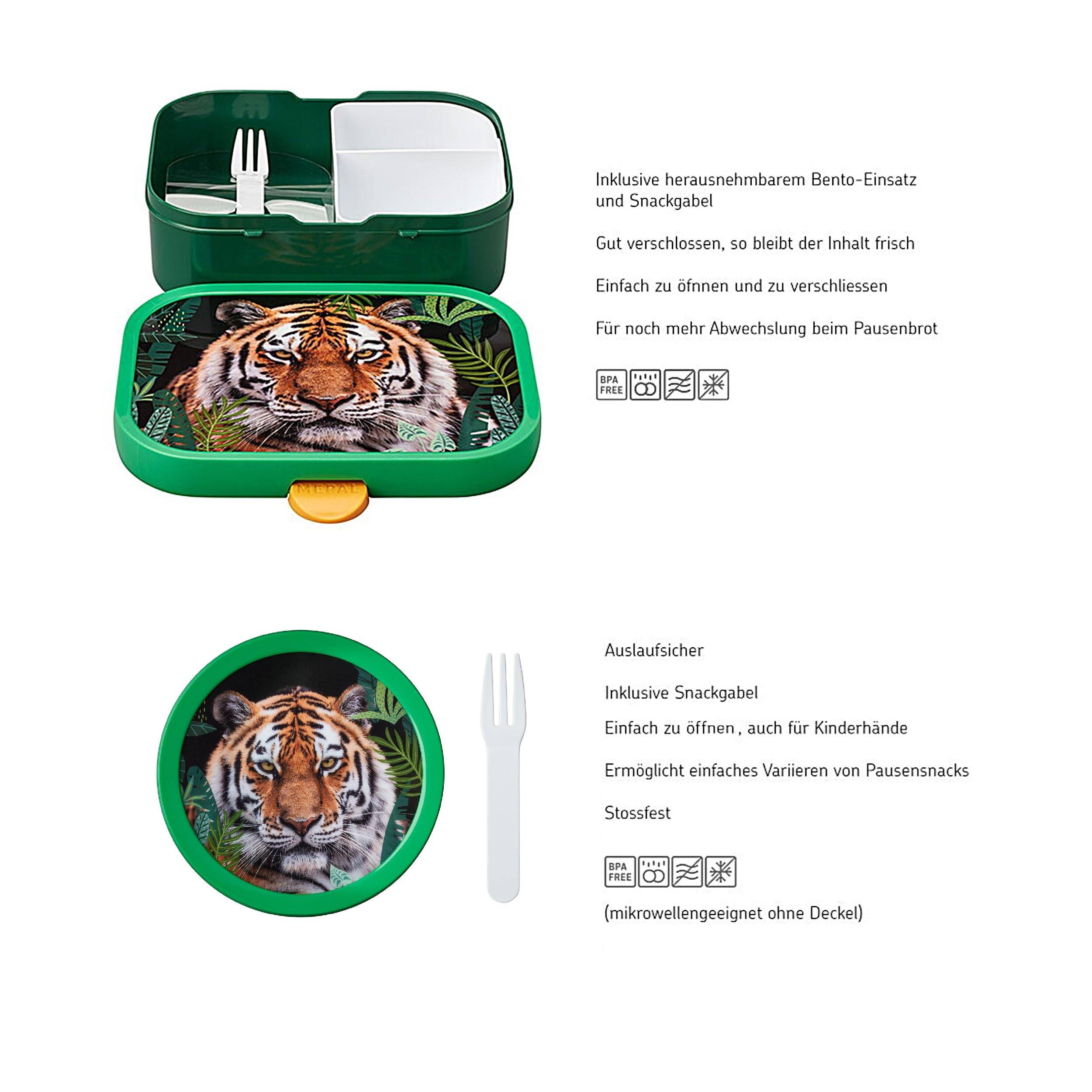 Mepal | Kinder Obst- und Bento Box | Campus meets Fruits | Spülmaschinenfest & BPA-frei | 300 & 750 ml | Mit Fächern, Gabel & Clip-Verschluss | Perf