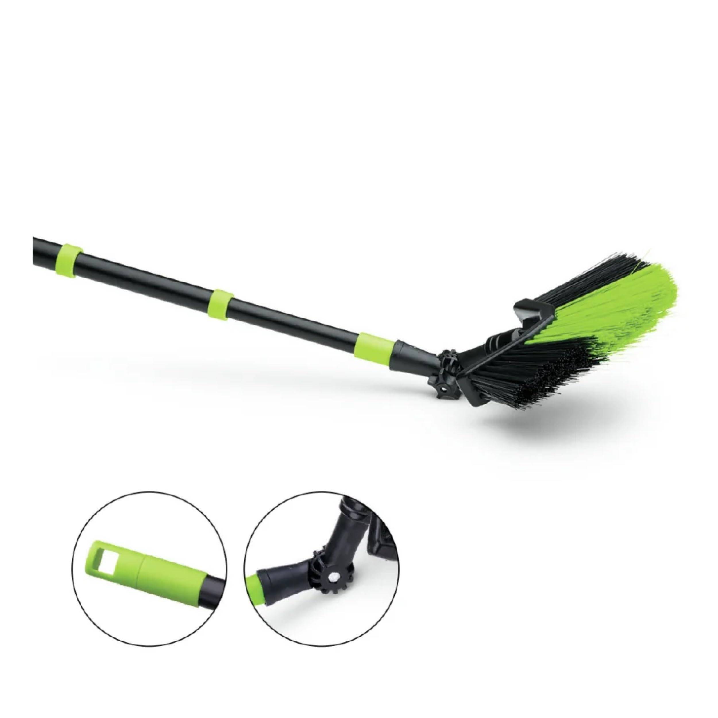 Neustanlo | Eckbesen mit Teleskop | 3,25 Meter | mit Schraubgewinde | Kunststoffborsten | Farblich Sortiert | Dachrinnenbesen Dreieckbesen mit