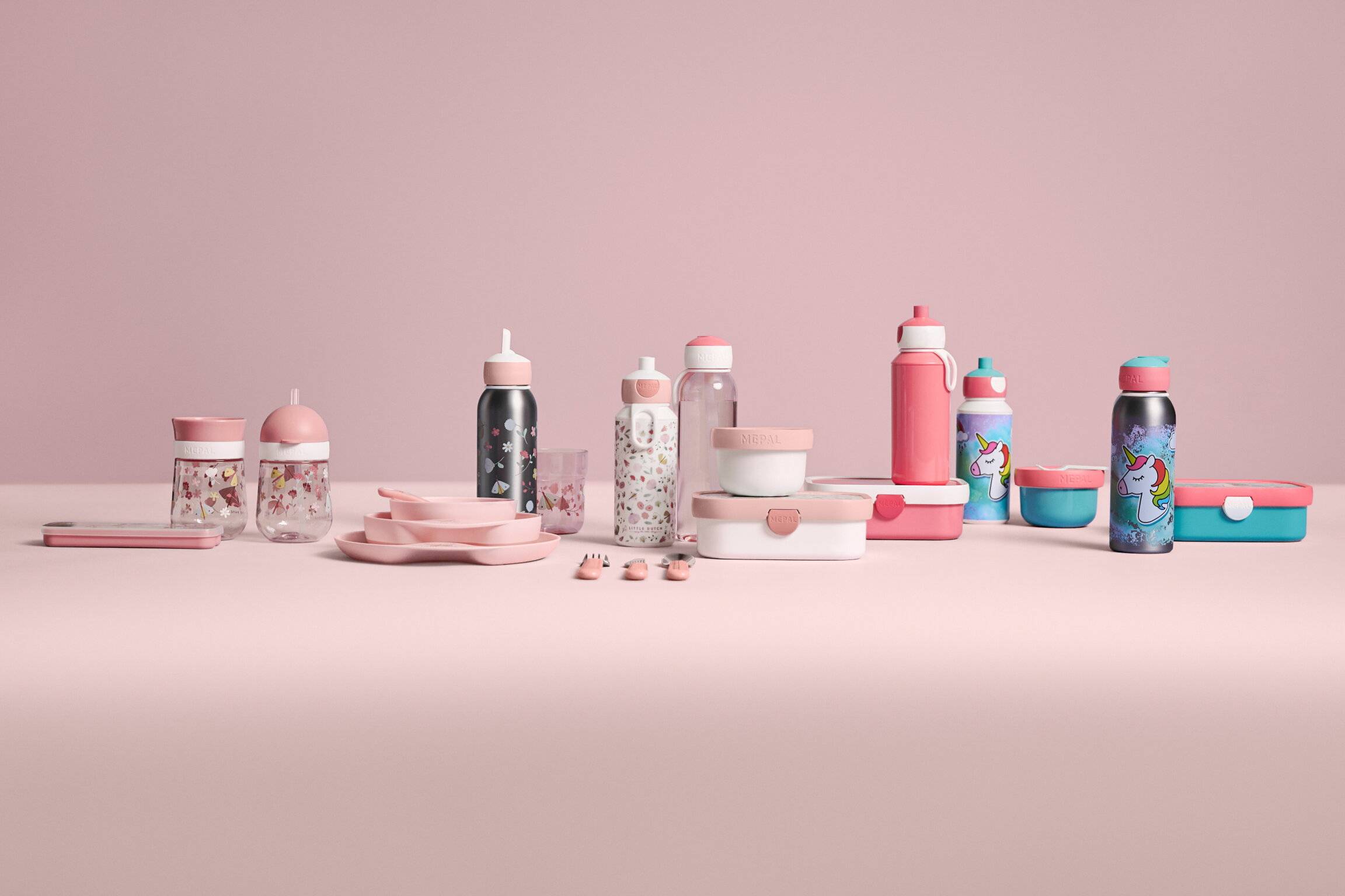 Mepal - Lunch-Set Campus Little Dutch - Set für Kinder mit Pop-up Trinkflasche & Lunch Box - Lunch-Set für die Schule oder unterwegs - Spülmaschine