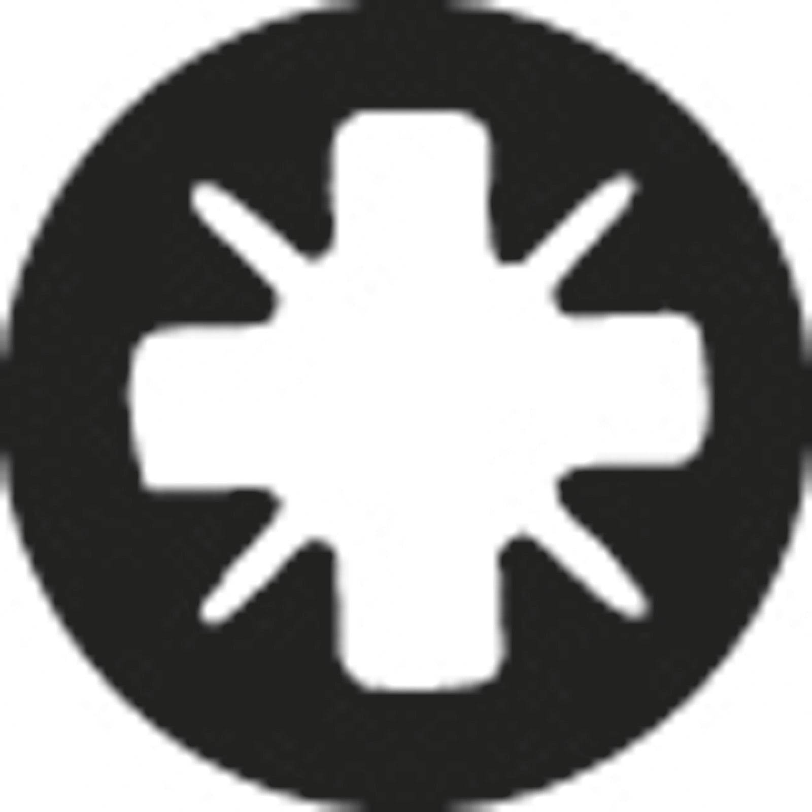 Ein Phillips-Schraubenkopf-Symbol mit Kreuzschlitzen, das einen gängigen Schraubentyp für Befestigungen symbolisiert.