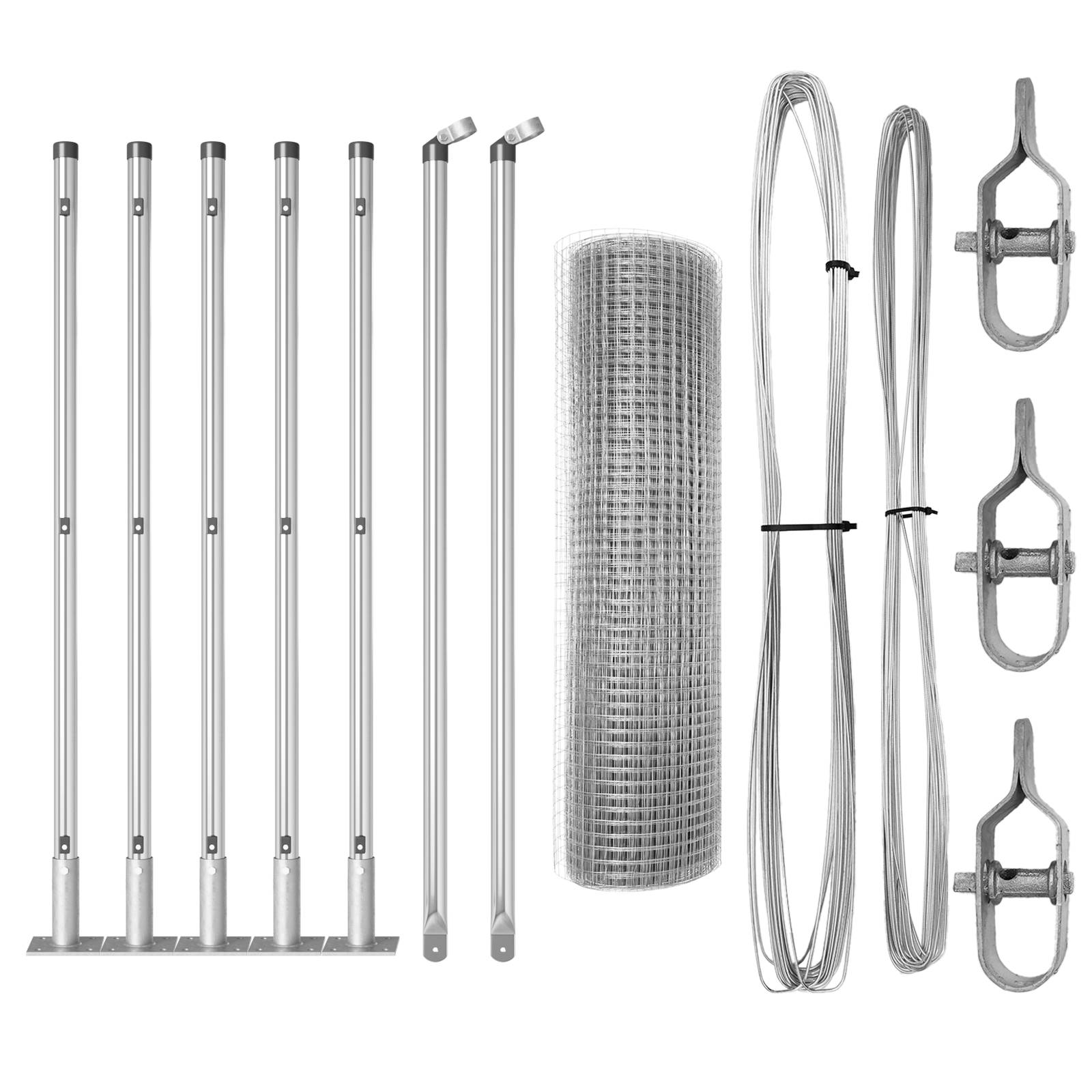 vidaXL Zaunpfosten Set 10 x 0.5 m Set aus 2 Galvanisierter Stahl