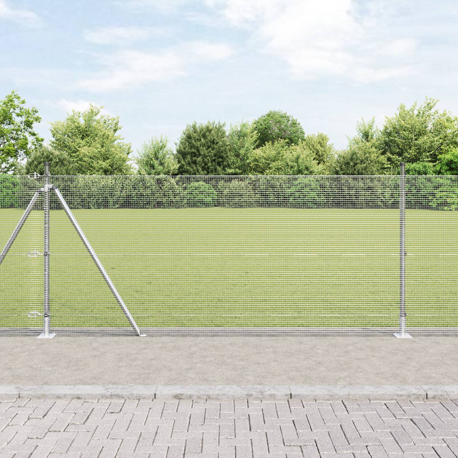 vidaXL Schutzzaun mit 13 Flanschpfosten 1x25 m aus verzinktem Stahl