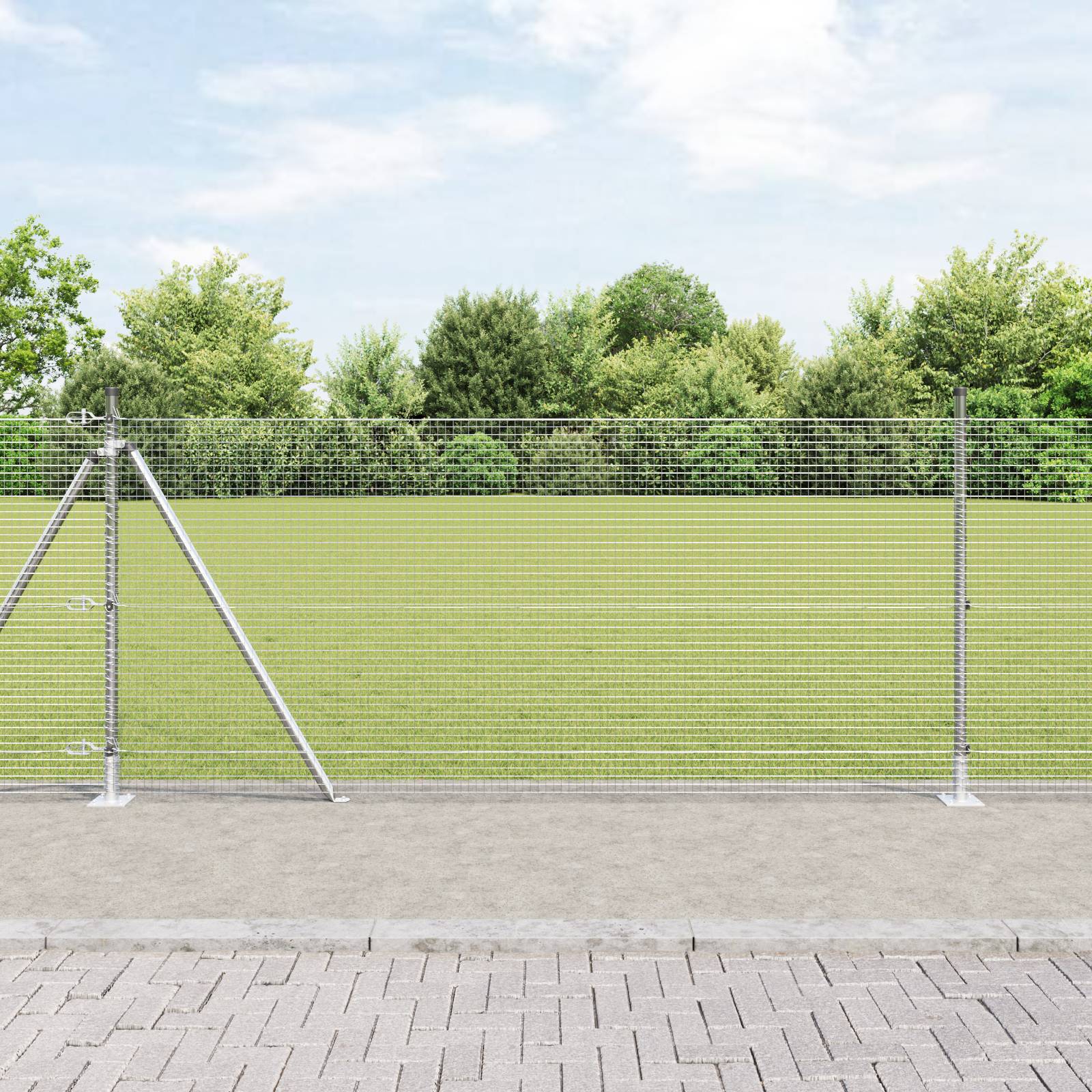 vidaXL Geschweißter Drahtzaun mit 13 Flanschpfosten 0.8x100 m Verzinkter Stahl