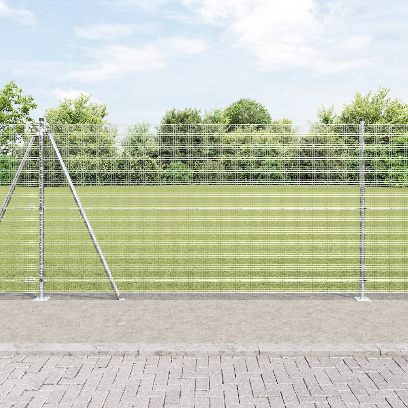 vidaXL Schweißdrahtzaun mit 13 Flanged Posts 1,2x25 m Verzinkter Stahl
