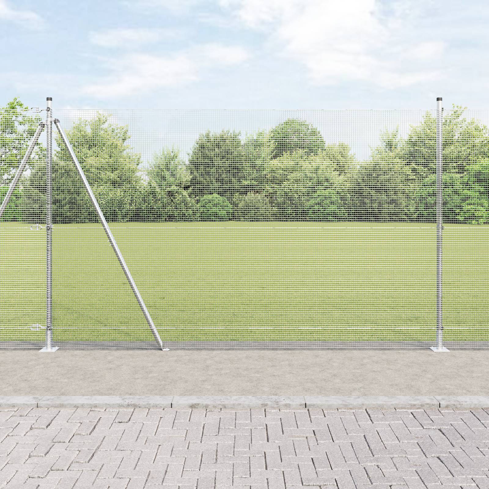 vidaXL Schweißen Drahtzaun mit 7 Flanschpfosten 1.5x10 m Verzinkter Stahl