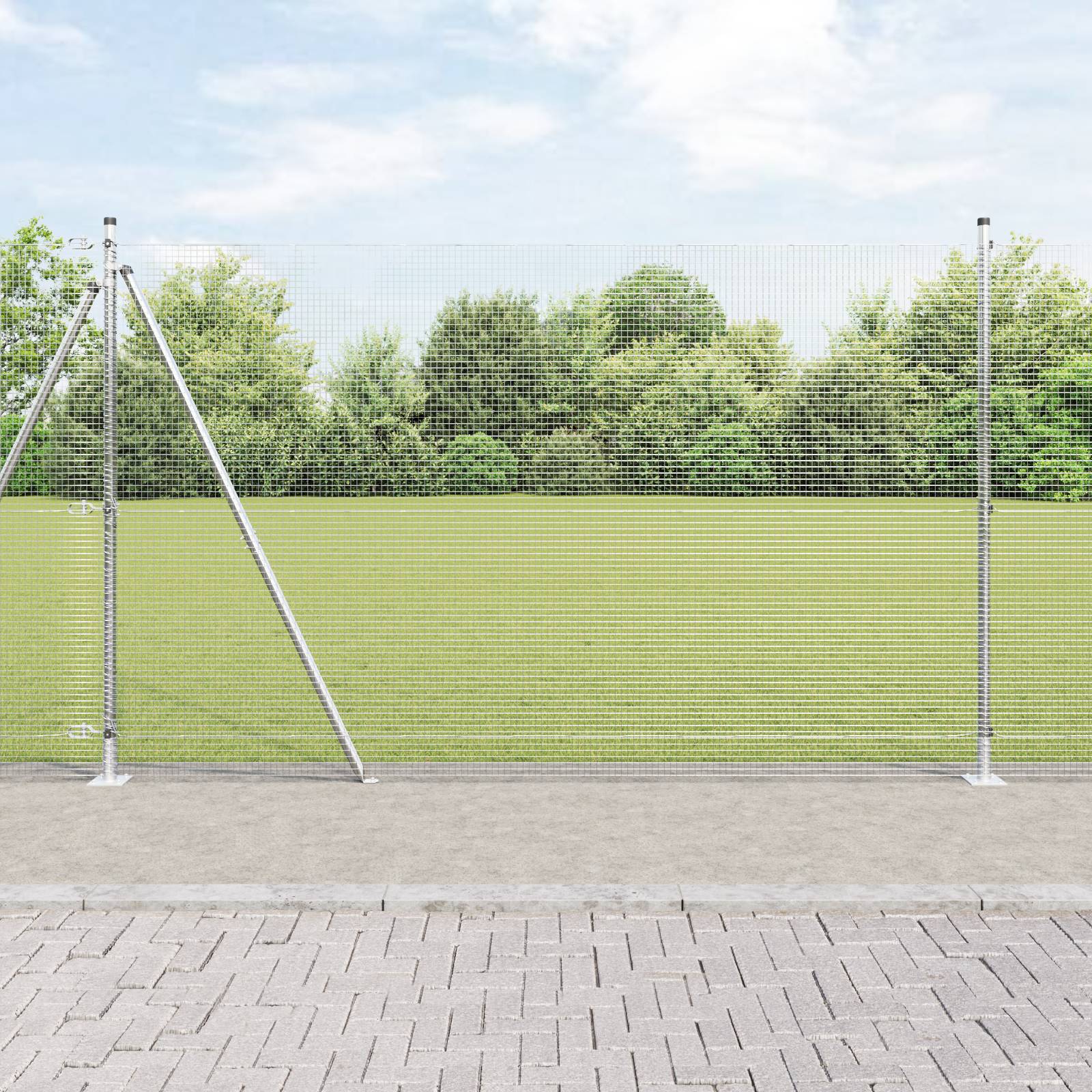 vidaXL Geschweißter Drahtzaun mit 7 Flanschen-Pfosten 1,6x10 m Verzinkter Stahl