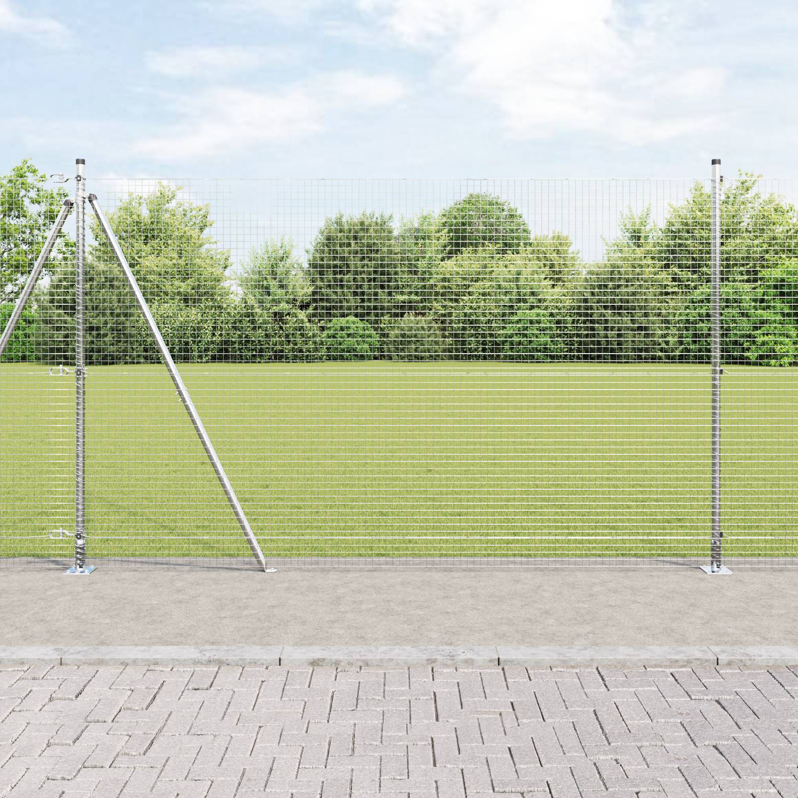 vidaXL geschweißter Drahtzaun mit 13 flanged Pfosten 1,5x25 m verzinkter Stahl