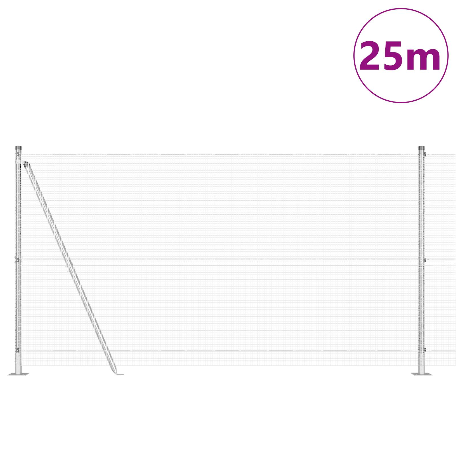 vidaXL Schweißdrahtzaun mit 13 Flanged Posts 1,2x25 m Verzinkter Stahl