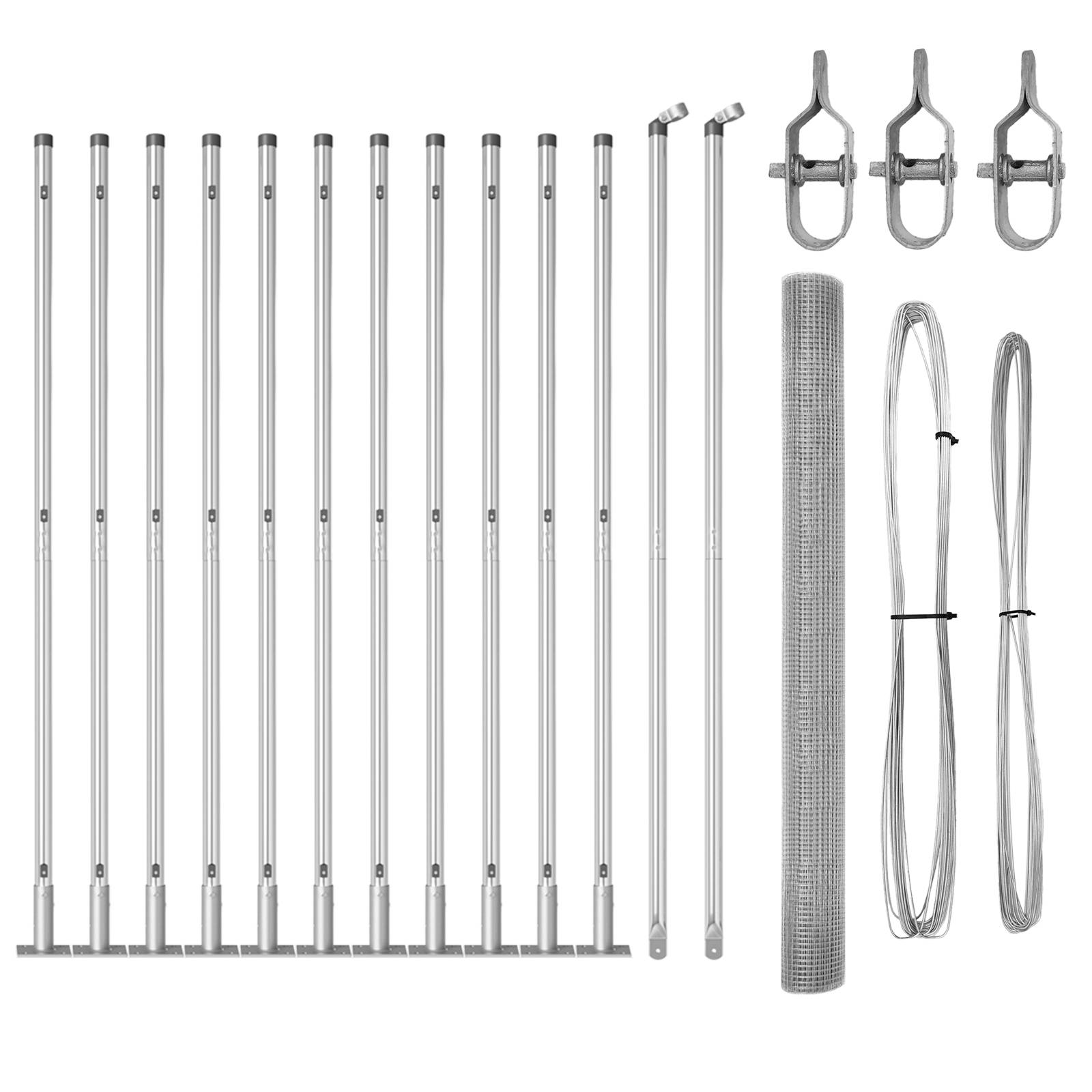 vidaXL Welded Wire Fence mit 13 Flanschpfosten 1,4x25 m Verzinkter Stahl